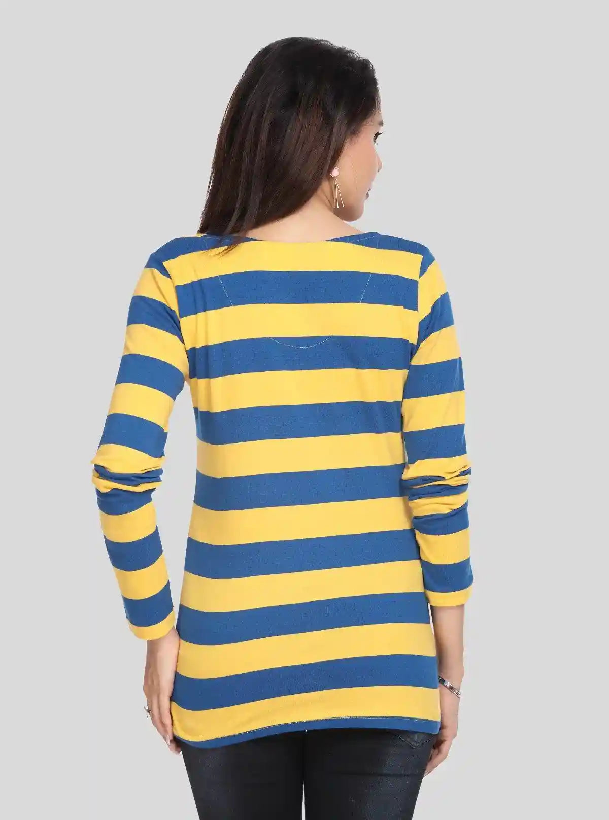 Women's Mustard Striped Scoop Neck Long Sleeve Top – Cotton Jersey Knit | Buy Online at  Boer and Fitch