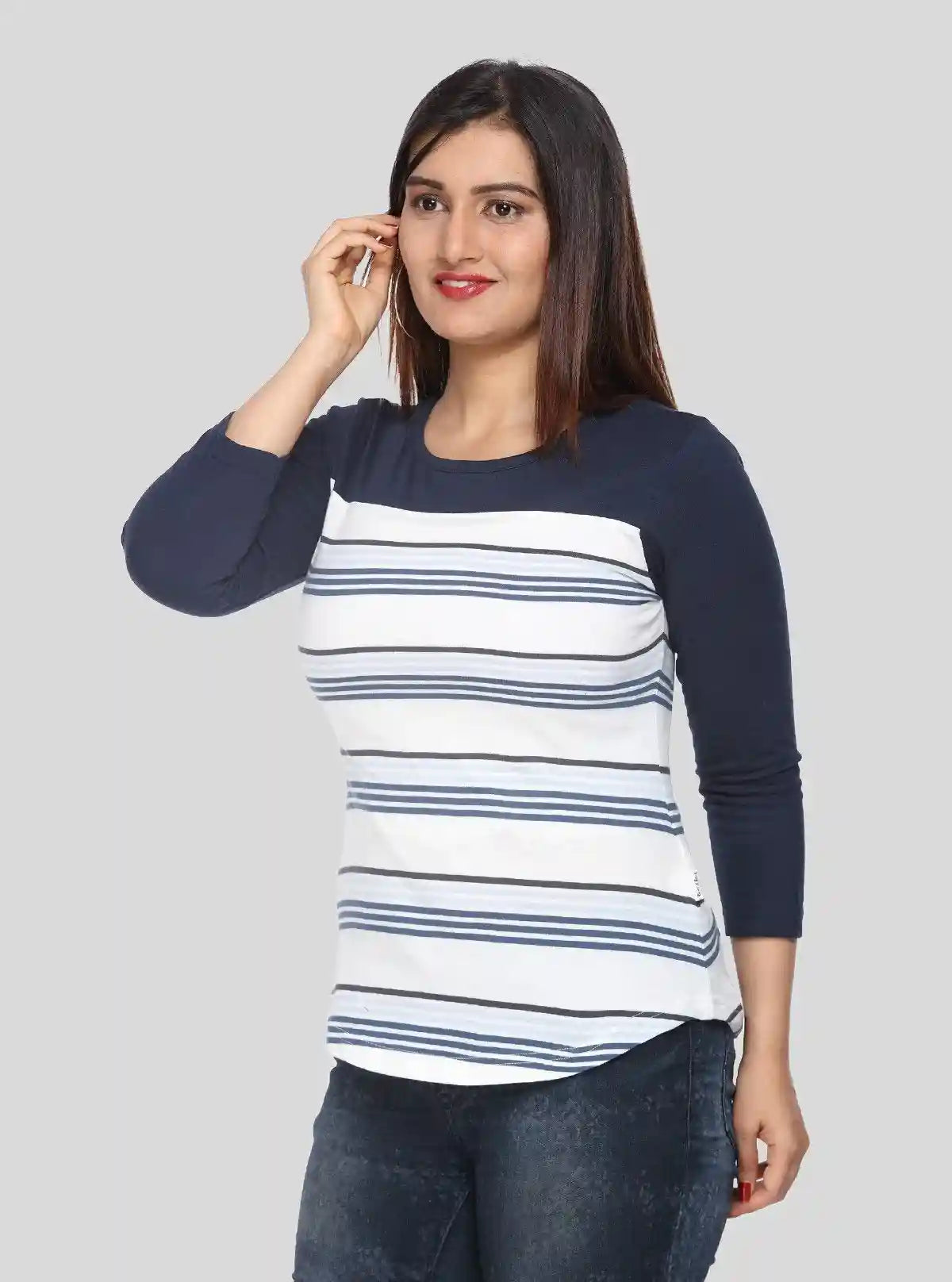 Women's Navy Stripe T-Shirt – Classic Comfort with a Modern Fit | Buy Online at  Boer and Fitch