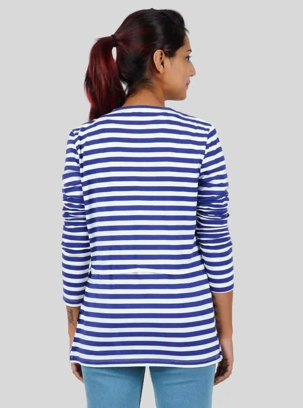 Women's White and Blue Striped Wrap Top – Elegant & Flattering Fit by Boer & Fitch | Buy Online at  Boer and Fitch