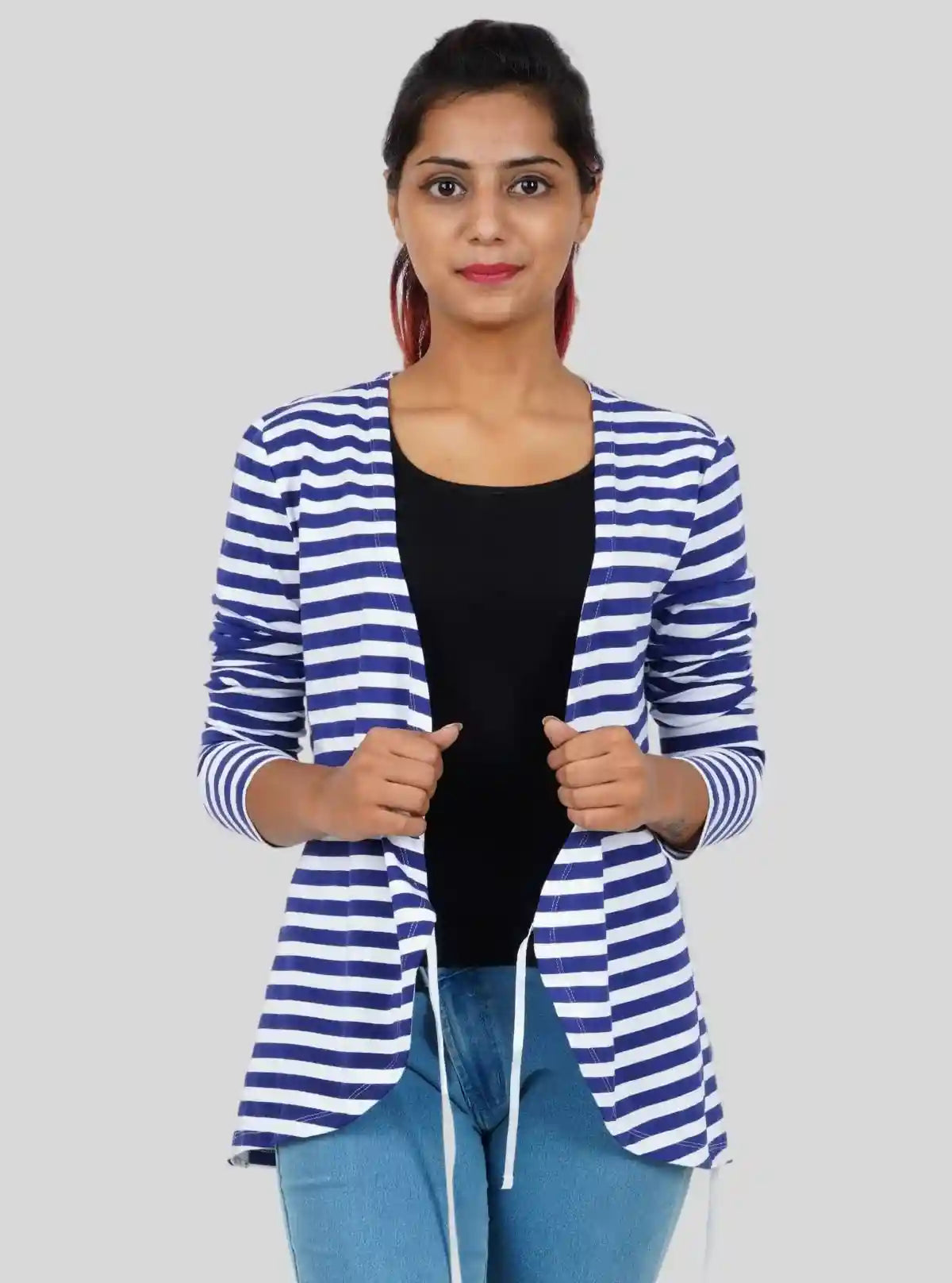 Women's White and Blue Striped Wrap Top – Elegant & Flattering Fit by Boer & Fitch | Buy Online at  Boer and Fitch