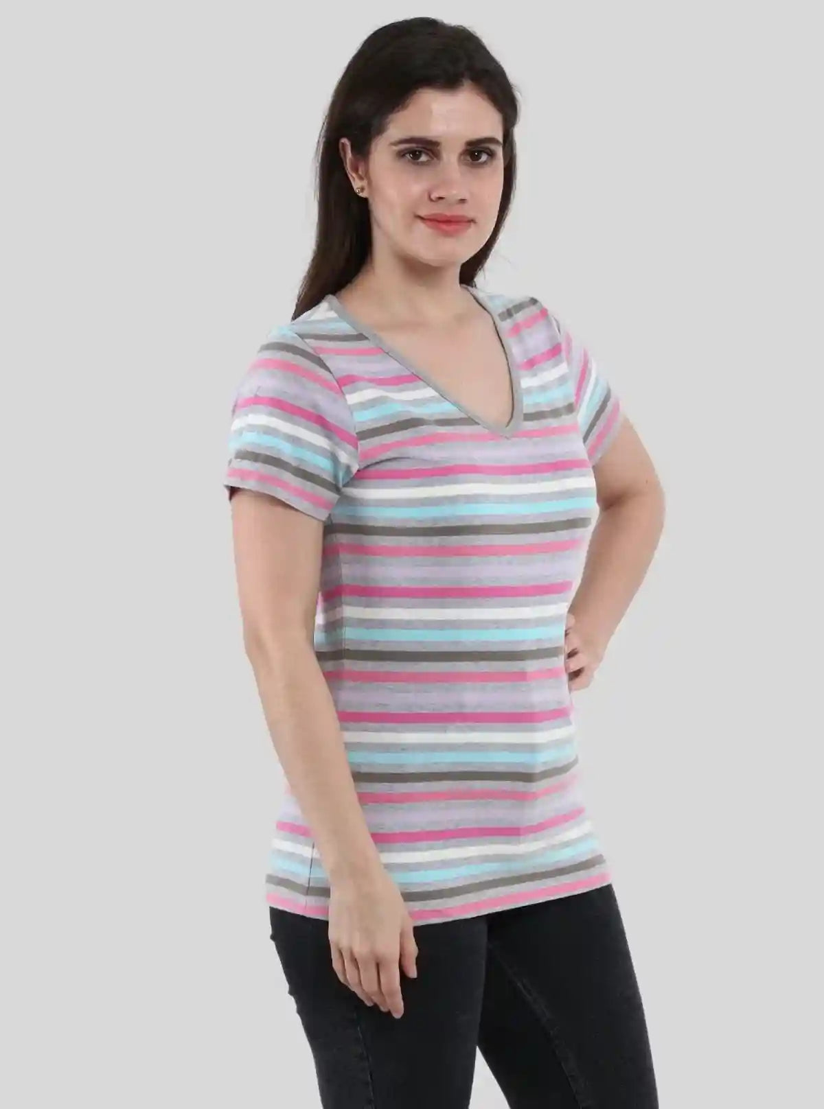 Women’s Multi Striped V-Neck Top – Boer and Fitch | Buy Online at  Boer and Fitch