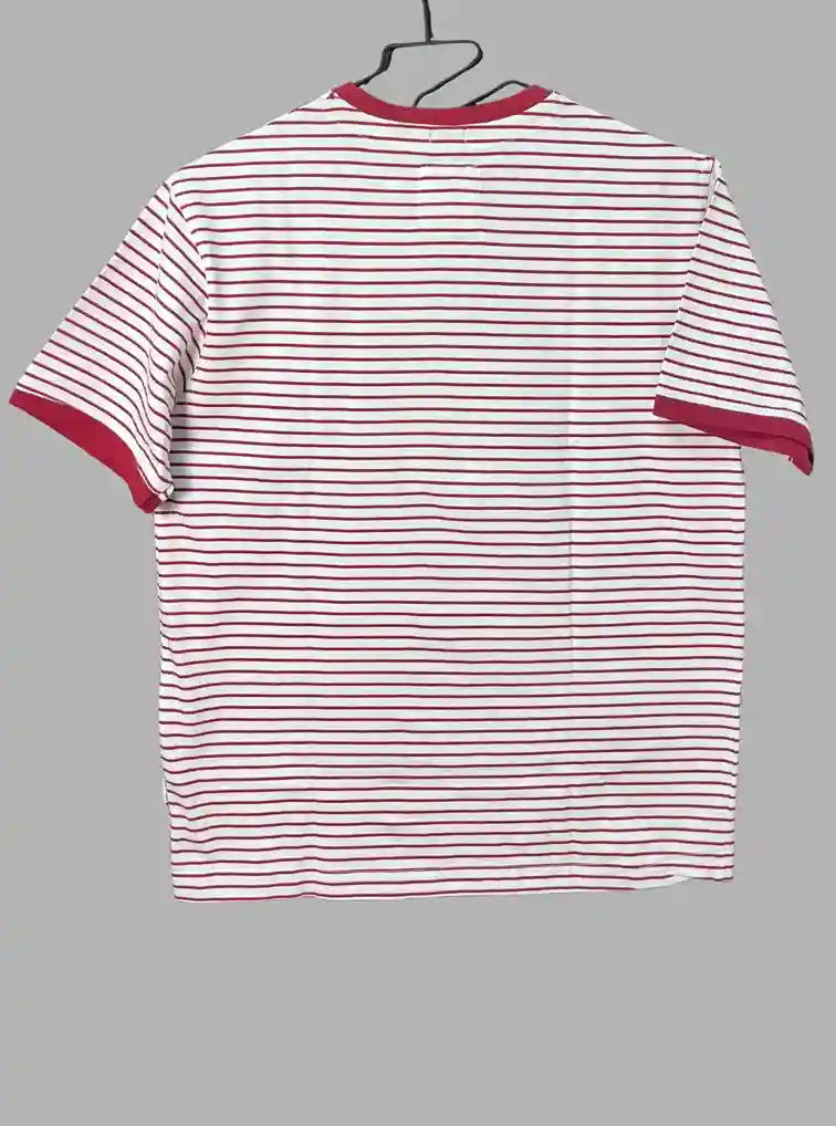Men’s Red Striped Crew Neck T-Shirt | 100% Cotton Short Sleeve Tee by Boer and Fitch