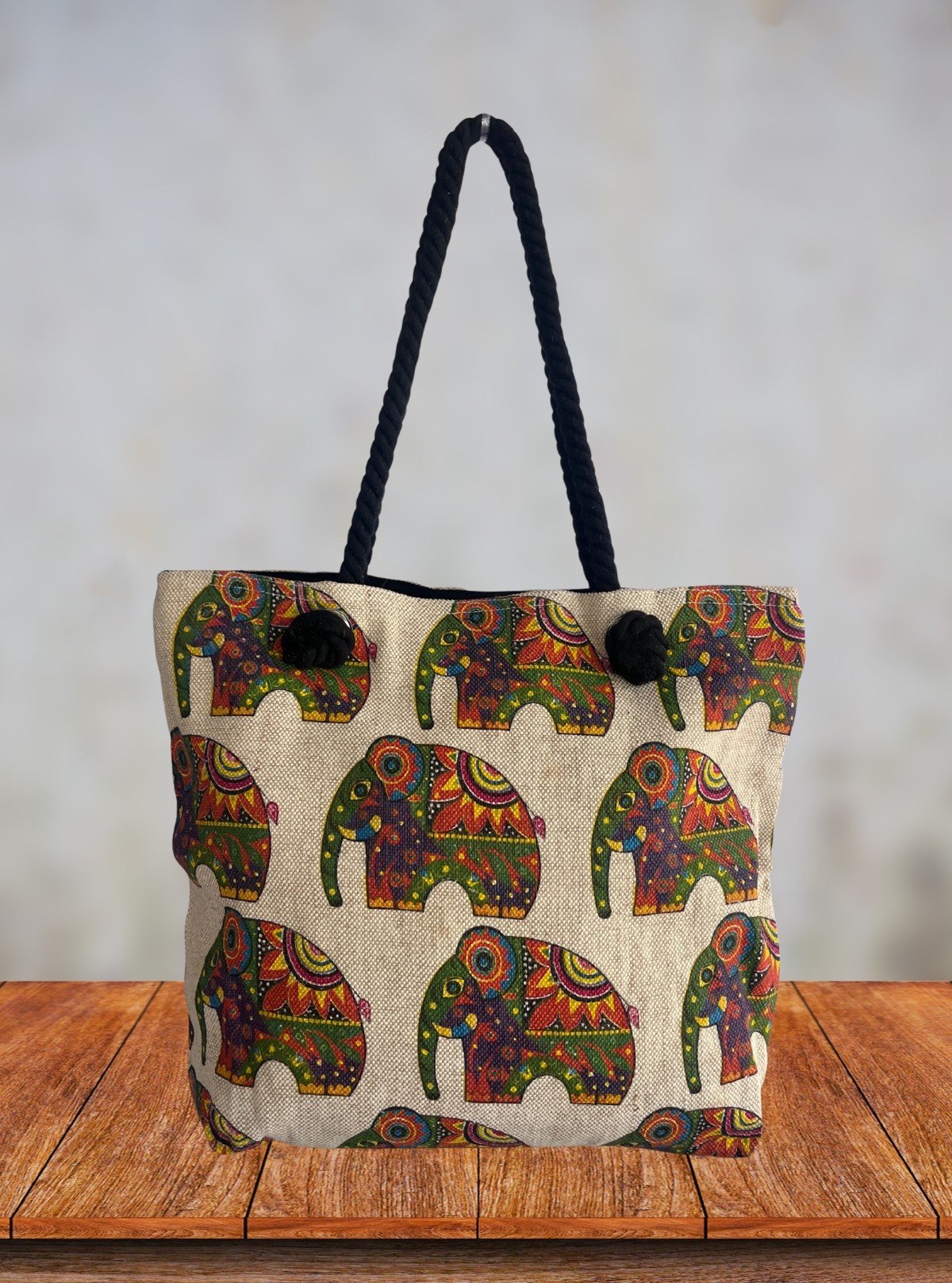 Stylish Mandala Elephant Printed Canvas Bag – Boho Chic Tote by Boer and Fitch - Boer and Fitch