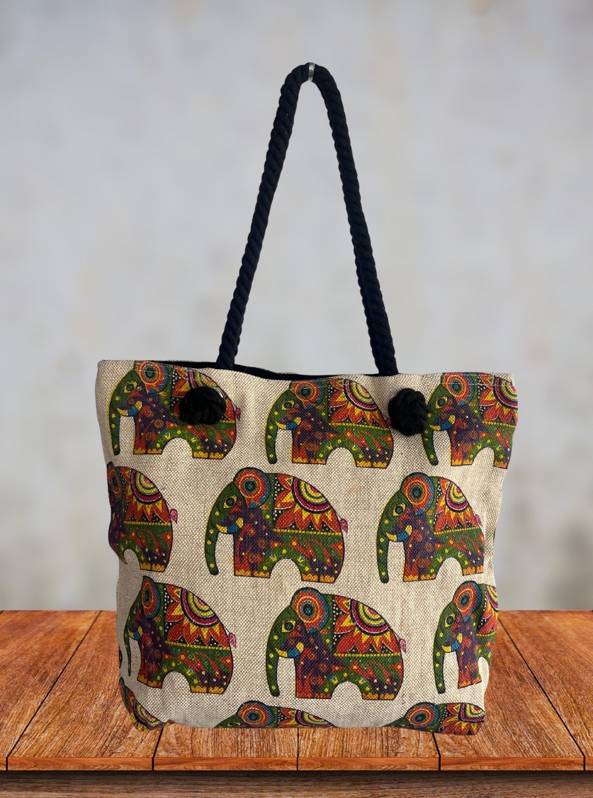Stylish Mandala Elephant Printed Canvas Bag – Boho Chic Tote by Boer and Fitch - Boer and Fitch