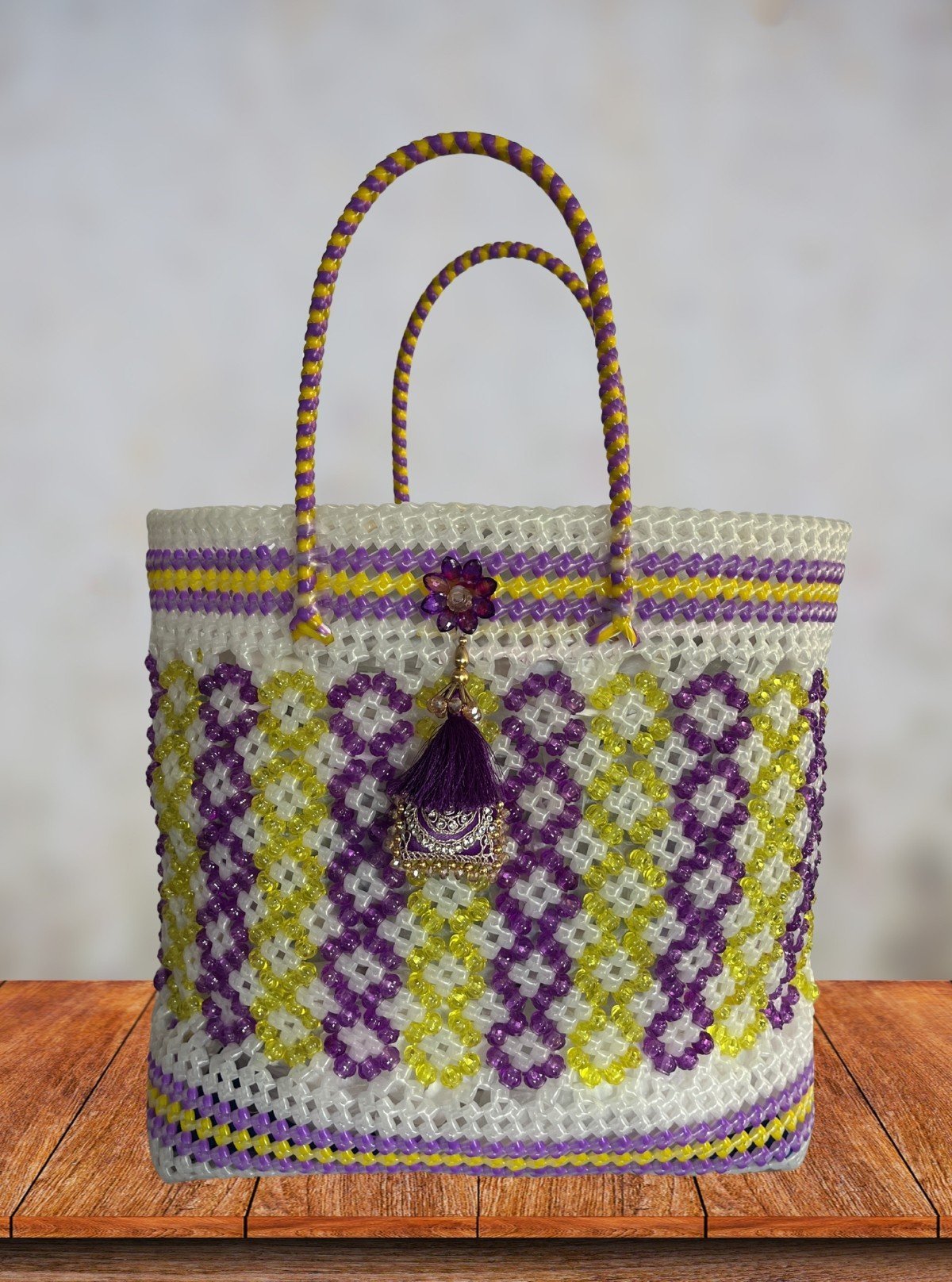 Sunshine Handmade Beaded Tote Bag – Bright & Stylish Artisan Accessory - Boer and Fitch