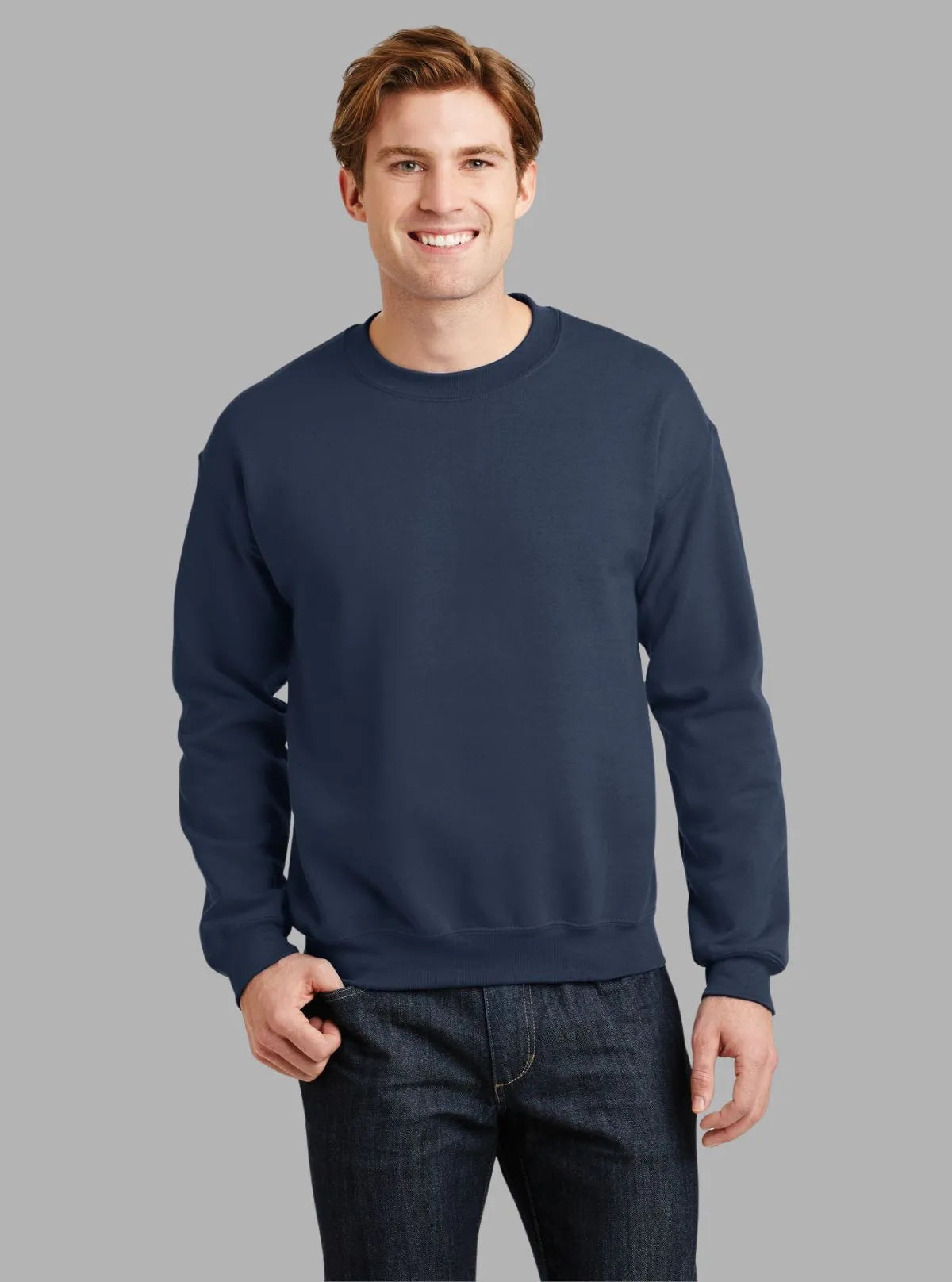 Men’s Navy Garment Dyed Sweatshirt – Classic Fit with Washed Elegance