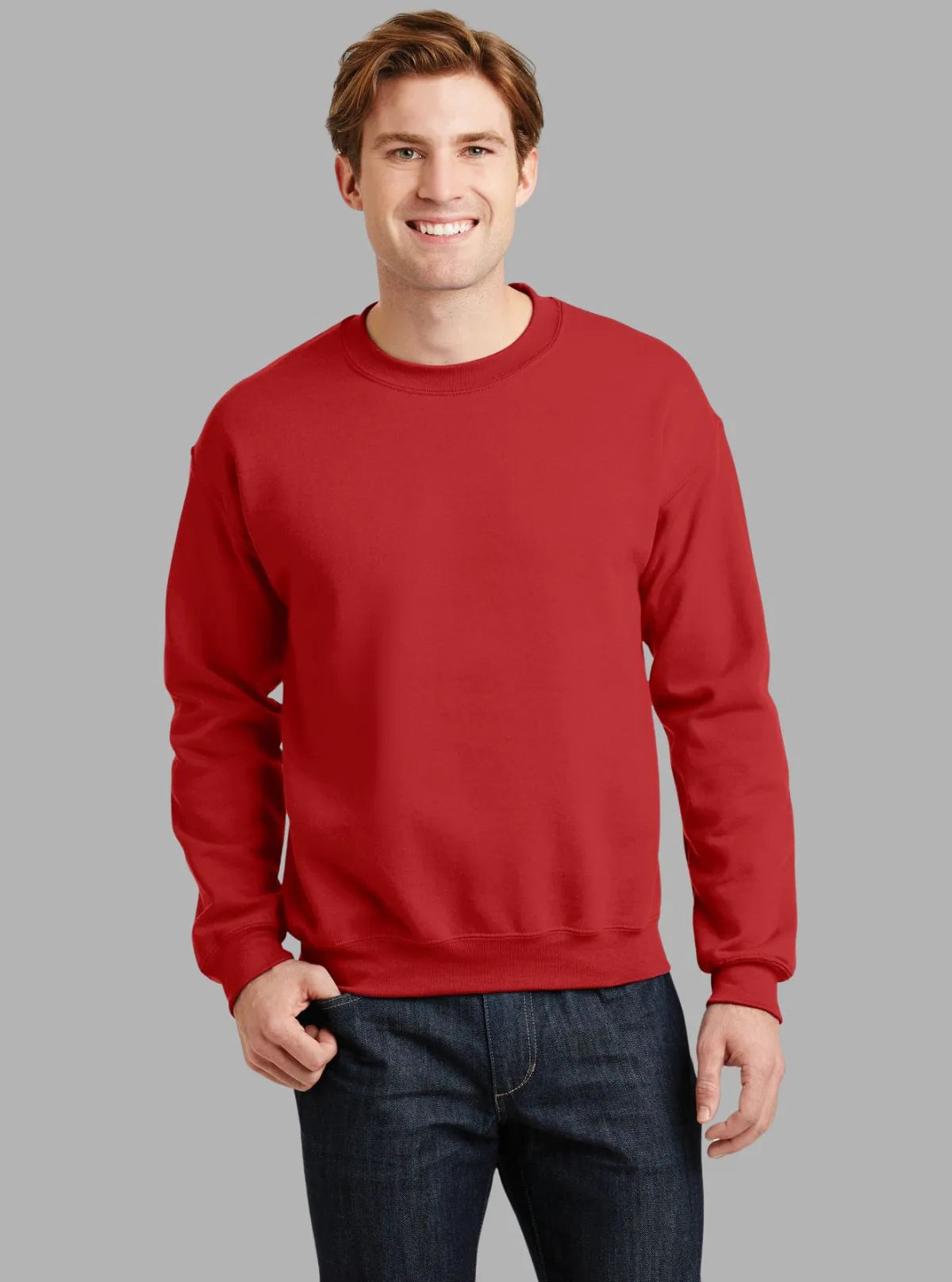 Men’s Red Garment Dyed Sweatshirt – Vintage Wash, Bold Everyday Style