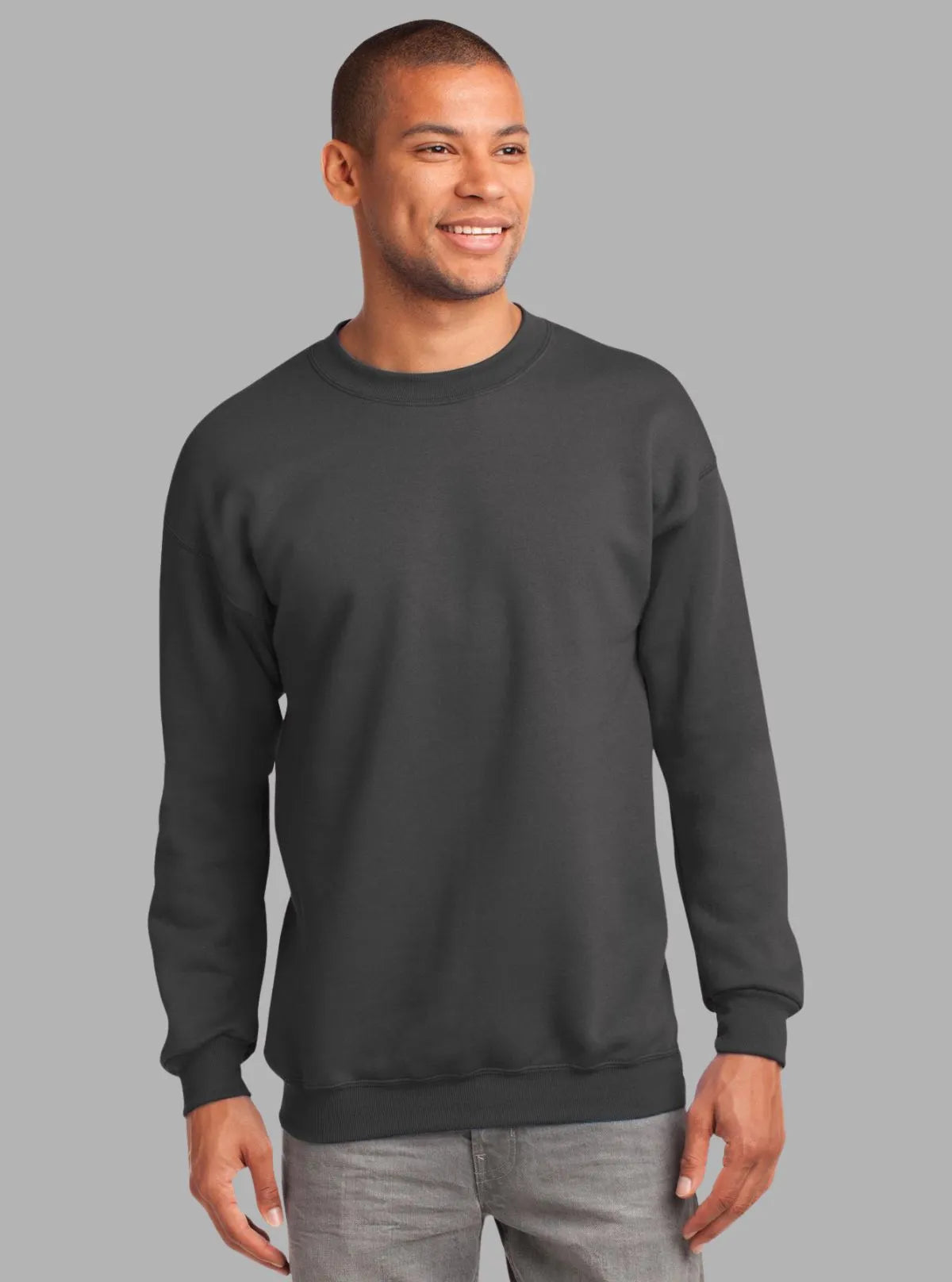 Men’s Grey Garment Dyed Sweatshirt – Washed Look, Premium Comfort