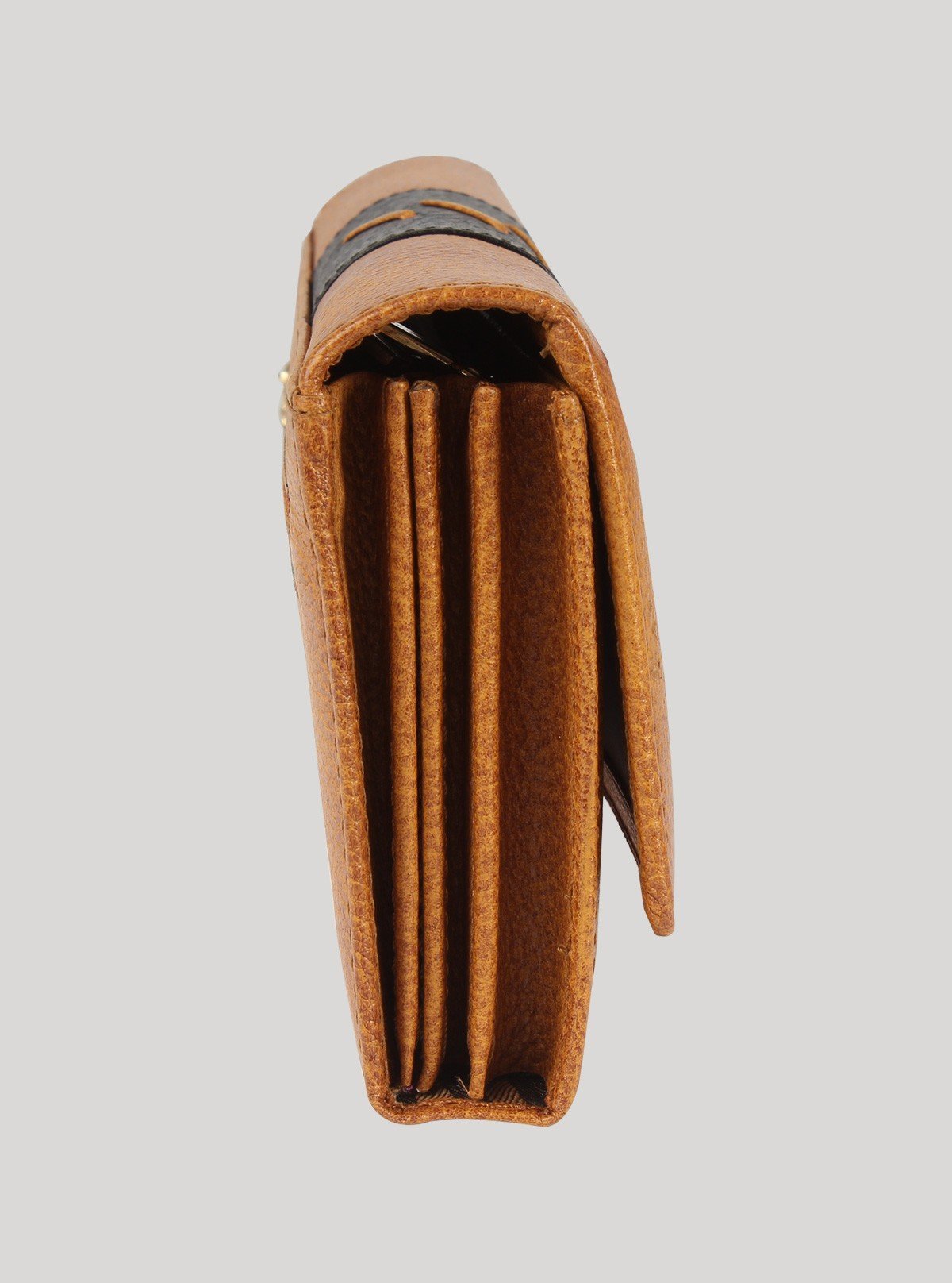 Tan Leather Clutch Wallet with Black Patch – Elegant & Sleek - Boer and Fitch