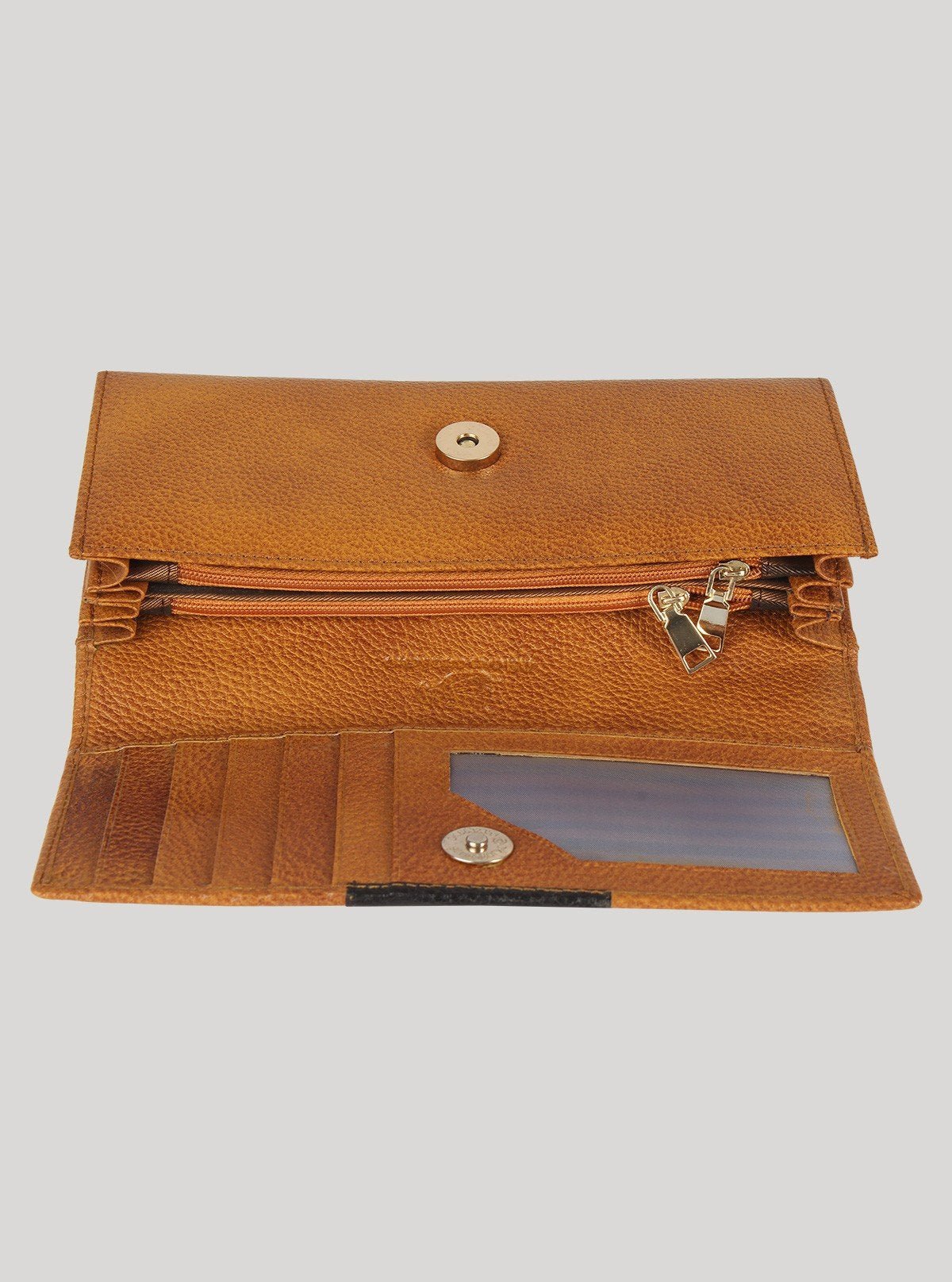 Tan Leather Clutch Wallet with Black Patch – Elegant & Sleek - Boer and Fitch