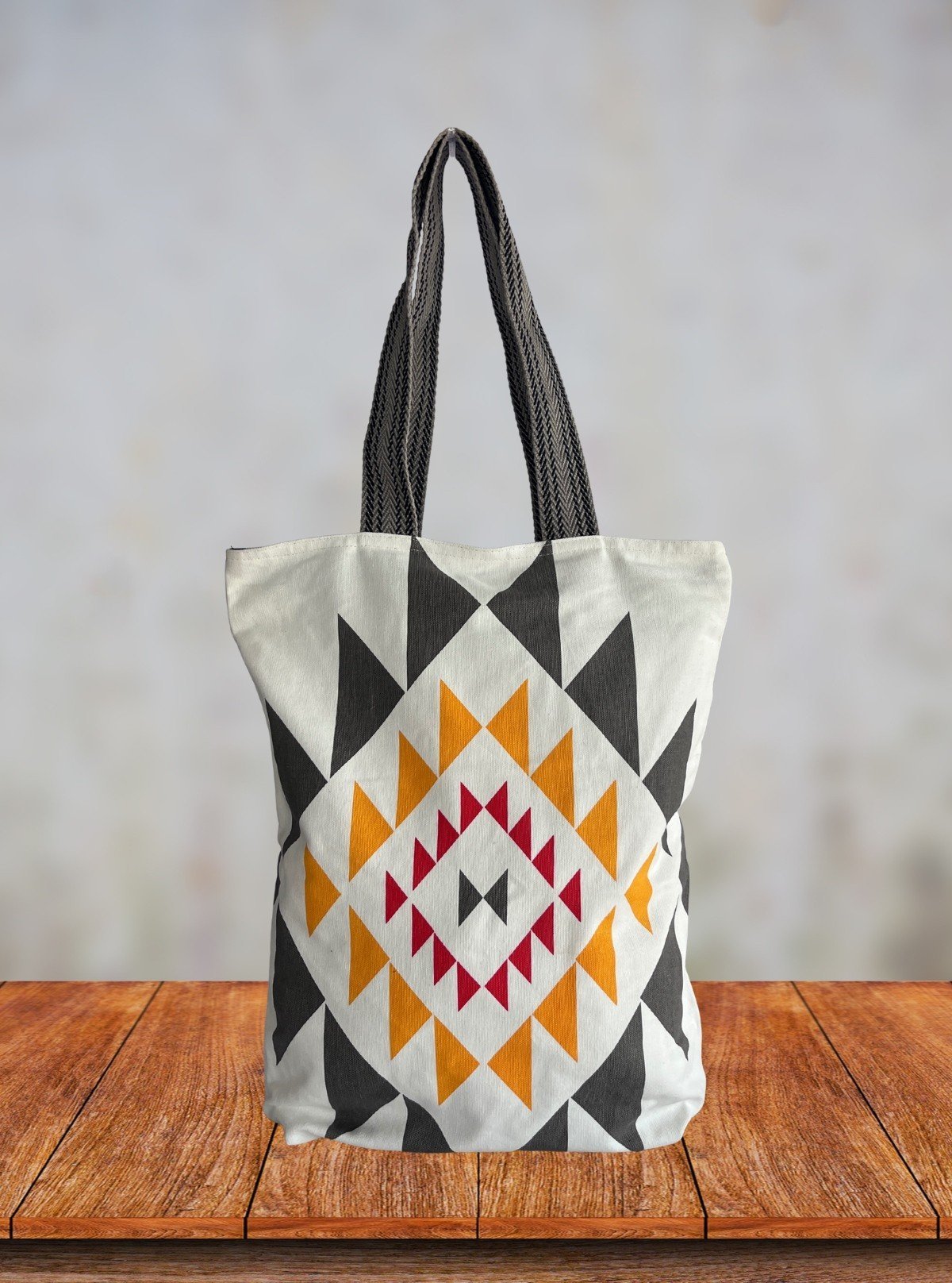 Textured Triangle White Canvas Bag – Modern Minimal Tote by Boer & Fitch - Boer and Fitch