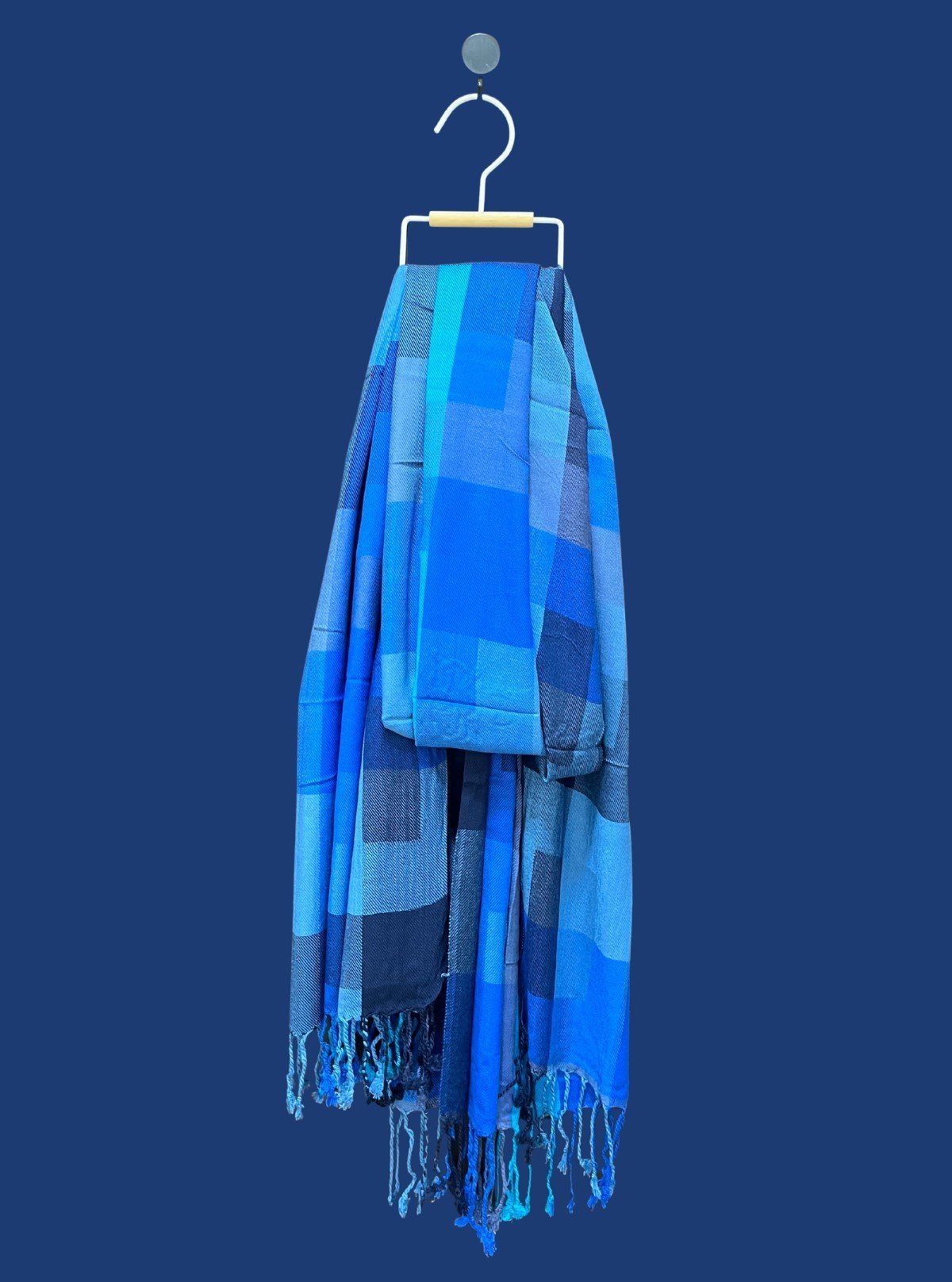 Unisex Blue Viscose Blend Stole – Elegant, Lightweight & All - Season Wrap - Boer and Fitch