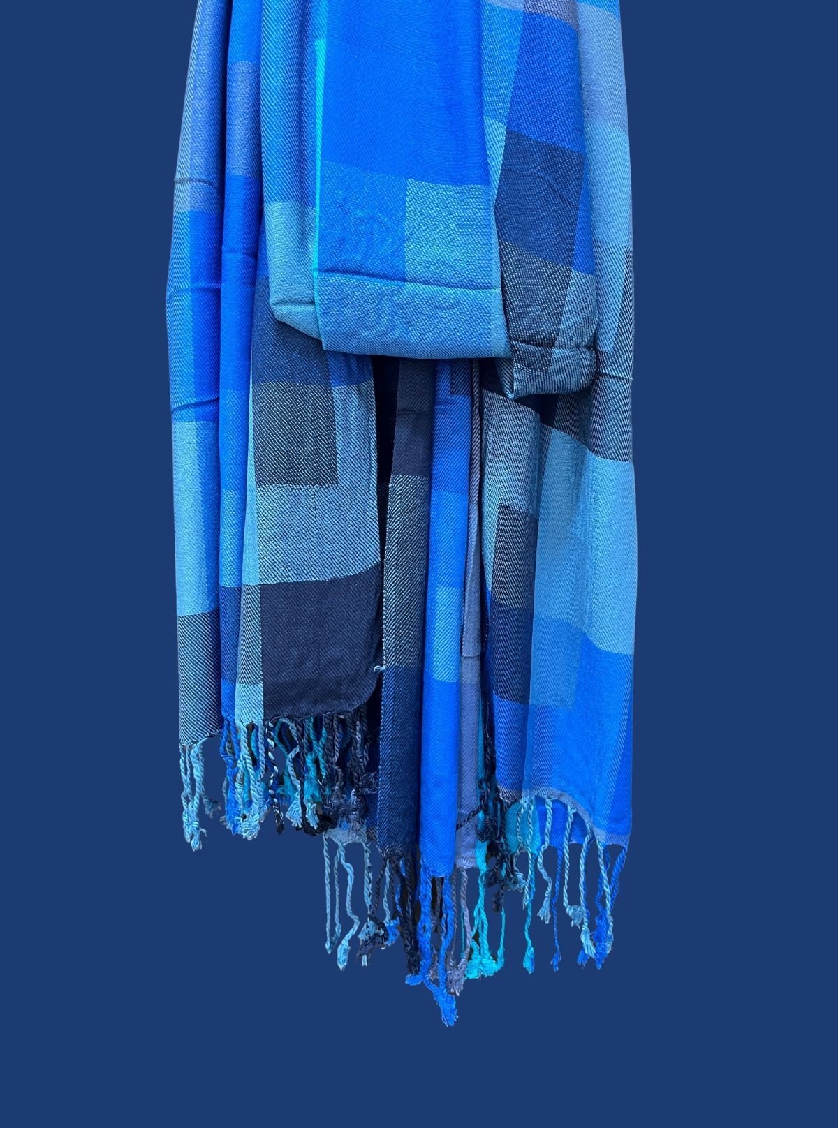 Unisex Blue Viscose Blend Stole – Elegant, Lightweight & All - Season Wrap - Boer and Fitch