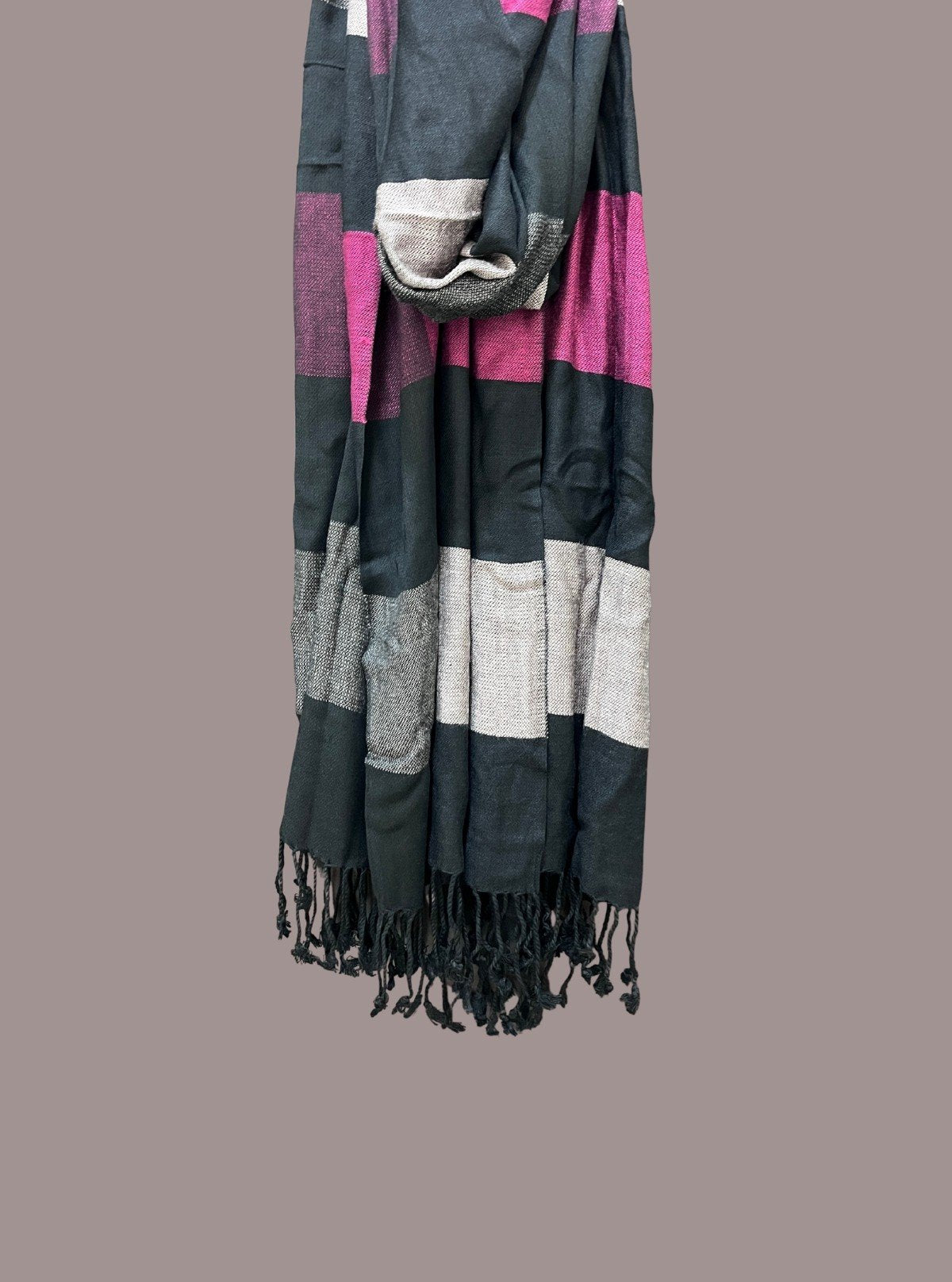 Unisex Ecru & Brown Checkered Stole in Soft Viscose Blend - Boer and Fitch