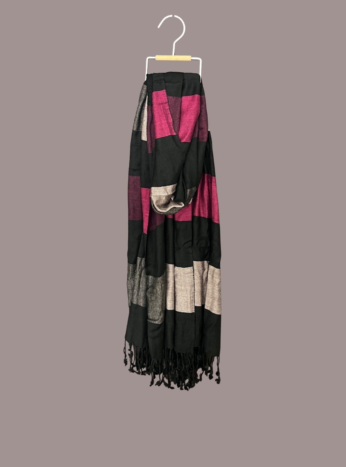 Unisex Ecru & Brown Checkered Stole in Soft Viscose Blend - Boer and Fitch