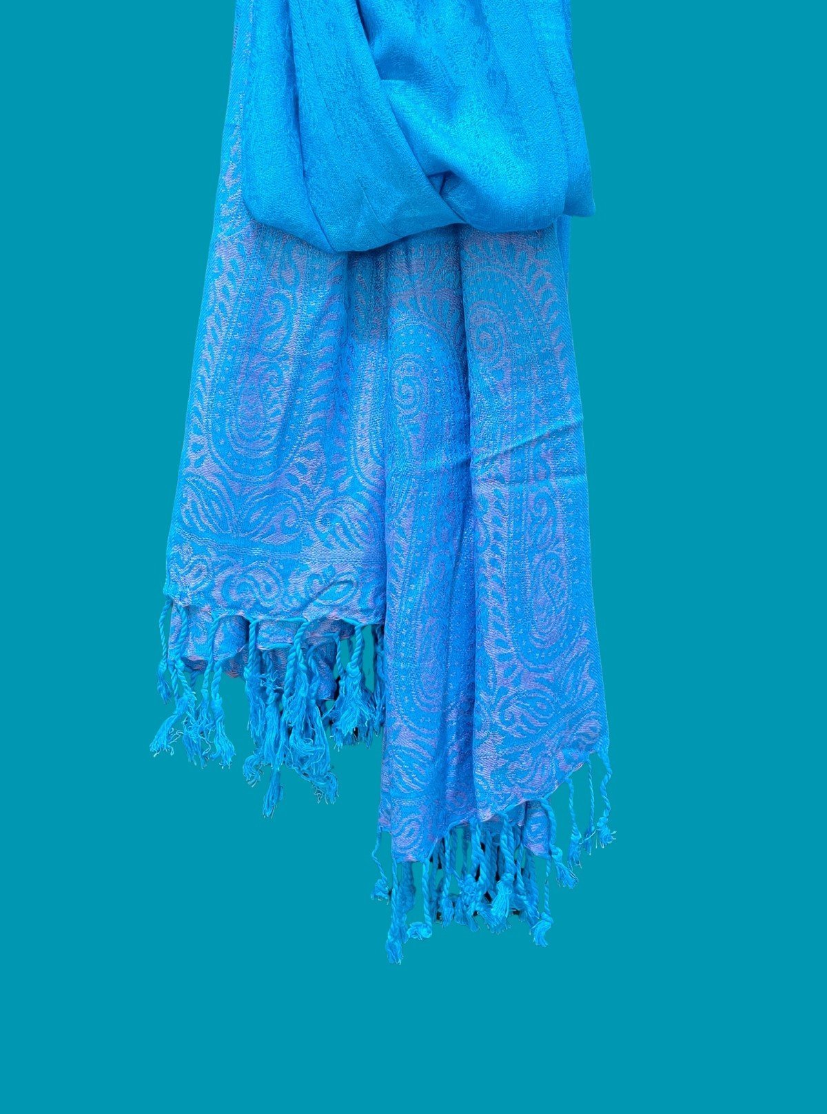 Unisex Sky Blue Viscose Blend Stole – Lightweight & Elegant Layer - Boer and Fitch