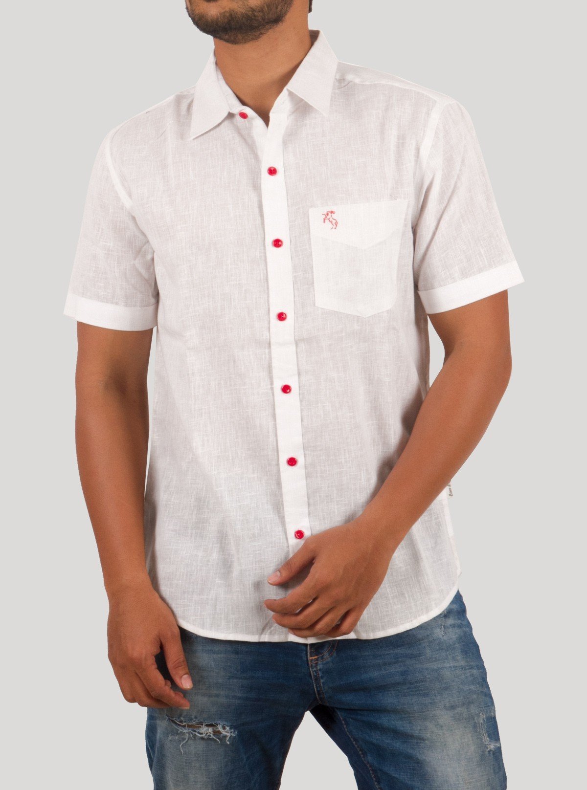 White Linen Blend Half Sleeve Shirt for Men – Boer and Fitch - Boer and Fitch