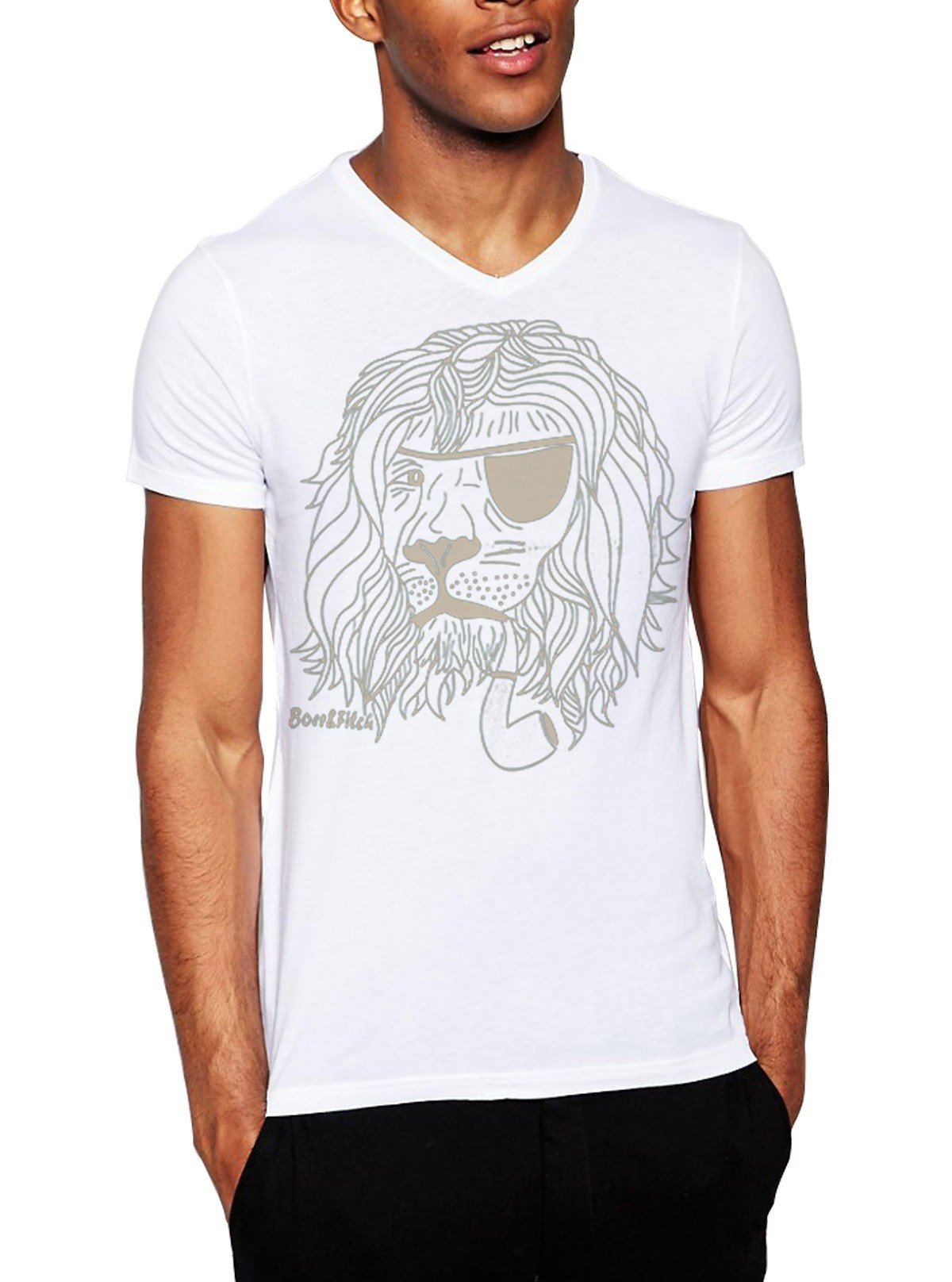 White Lion Print T-Shirt for Men – Casual & Stylish by Boer and Fitch - Boer and Fitch
