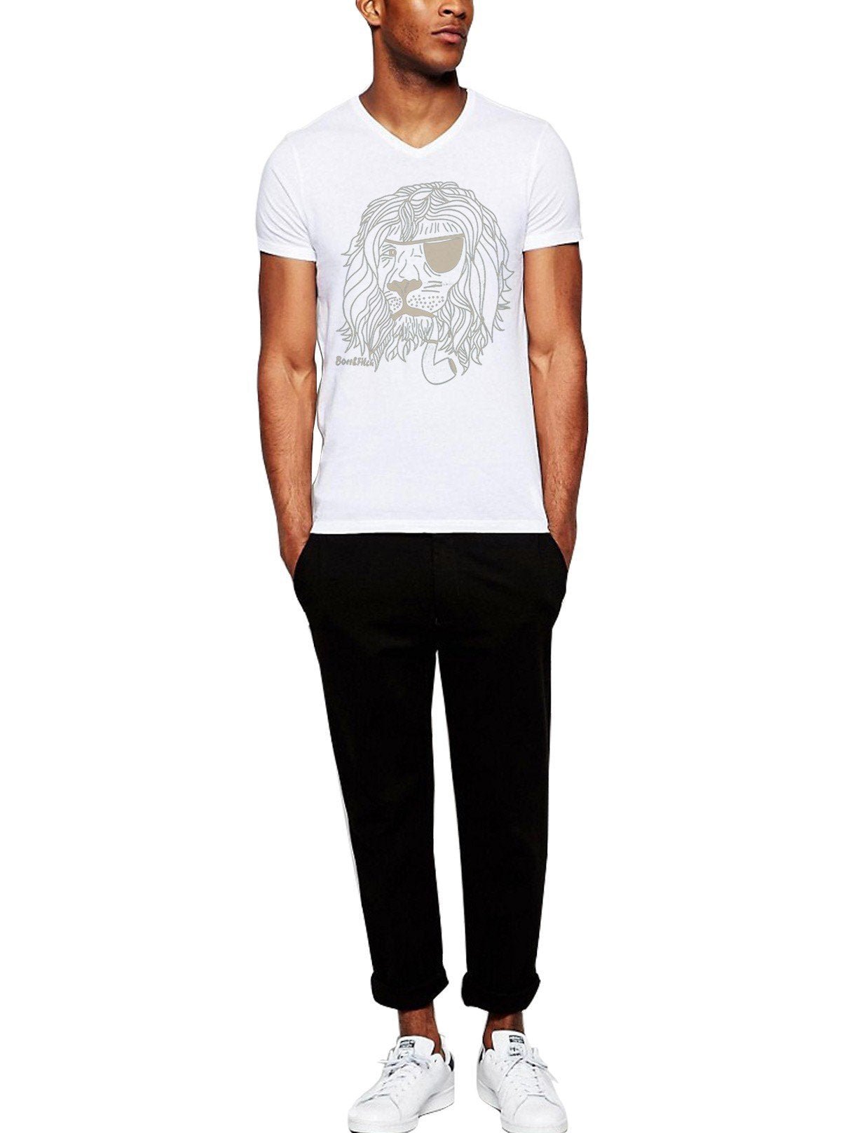 White Lion Print T-Shirt for Men – Casual & Stylish by Boer and Fitch - Boer and Fitch