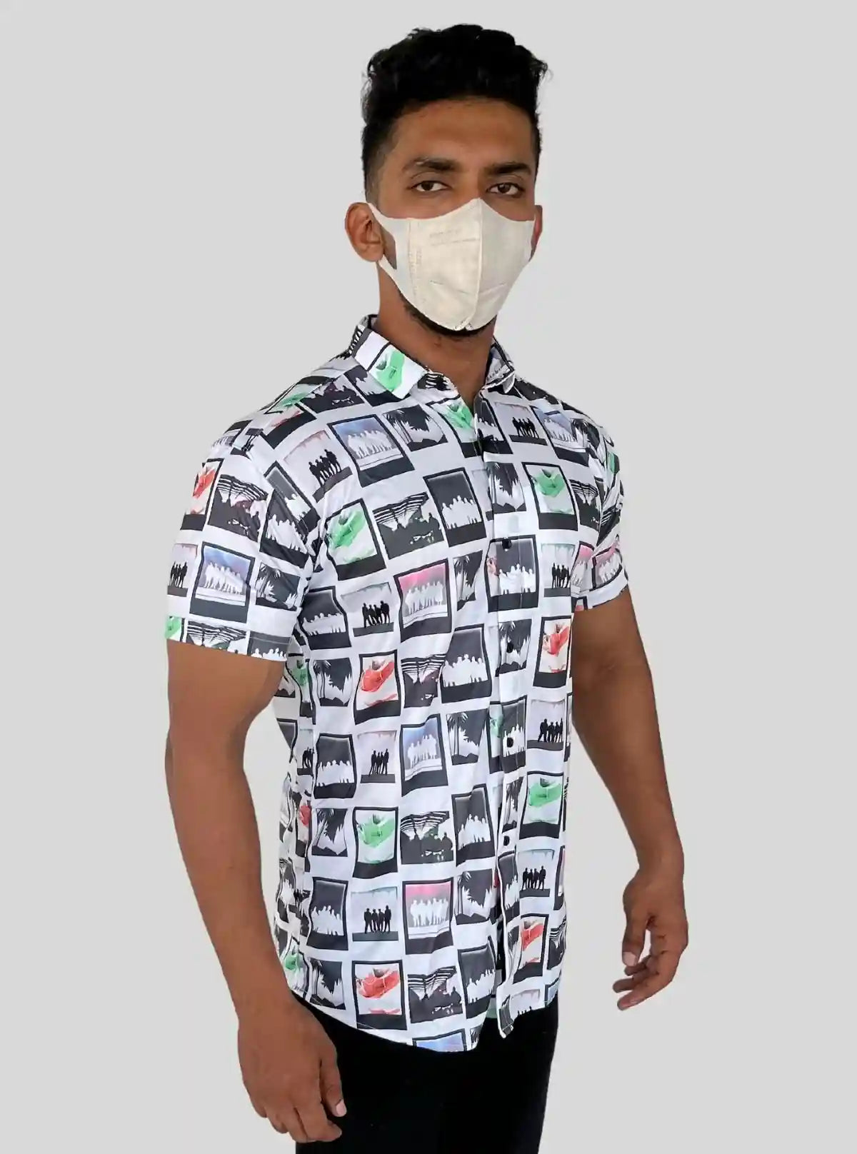 Men’s Squared Print Short Sleeve Shirt in Soft Poly Spun Fabric | Buy Online at  Boer and Fitch
