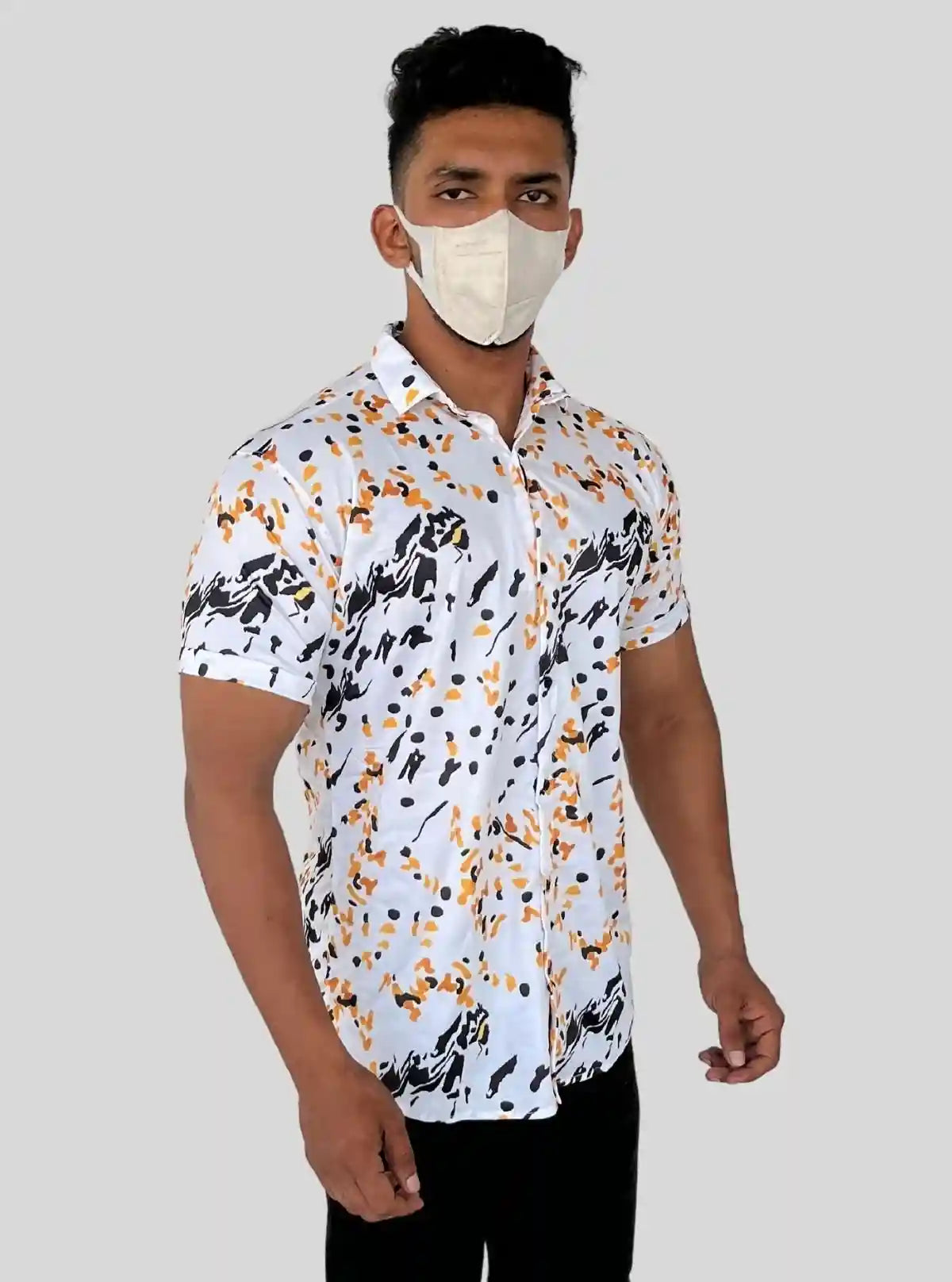 Men’s White Shirt with All-Over Graphic Print | Boer & Fitch | Buy Online at  Boer and Fitch