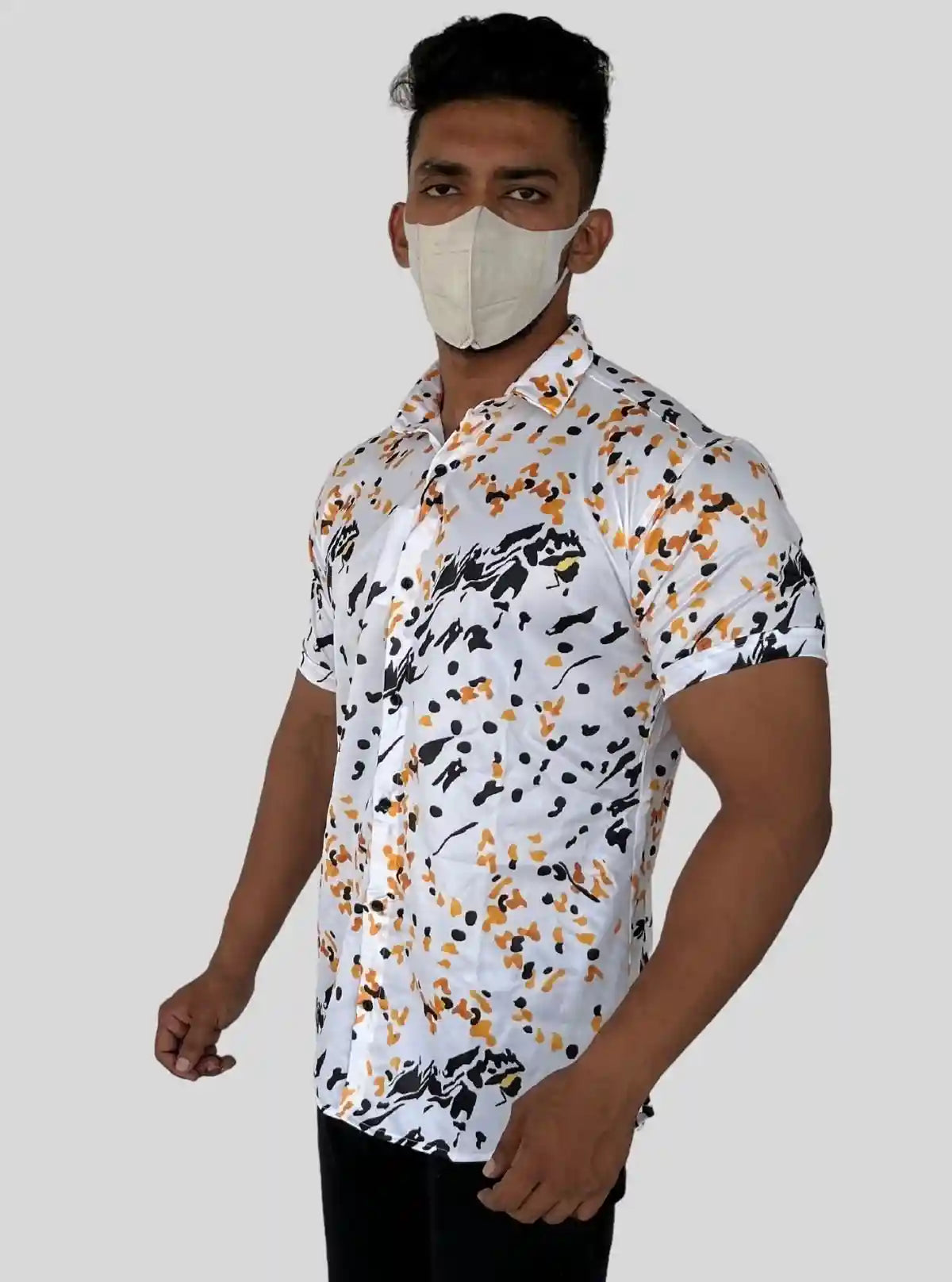 Men’s White Shirt with All-Over Graphic Print | Boer & Fitch | Buy Online at  Boer and Fitch