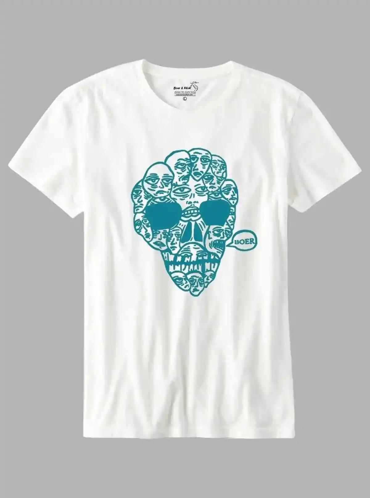 White Skull Print Crew Neck T-Shirt for Men – Boer and Fitch | Buy Online at  Boer and Fitch