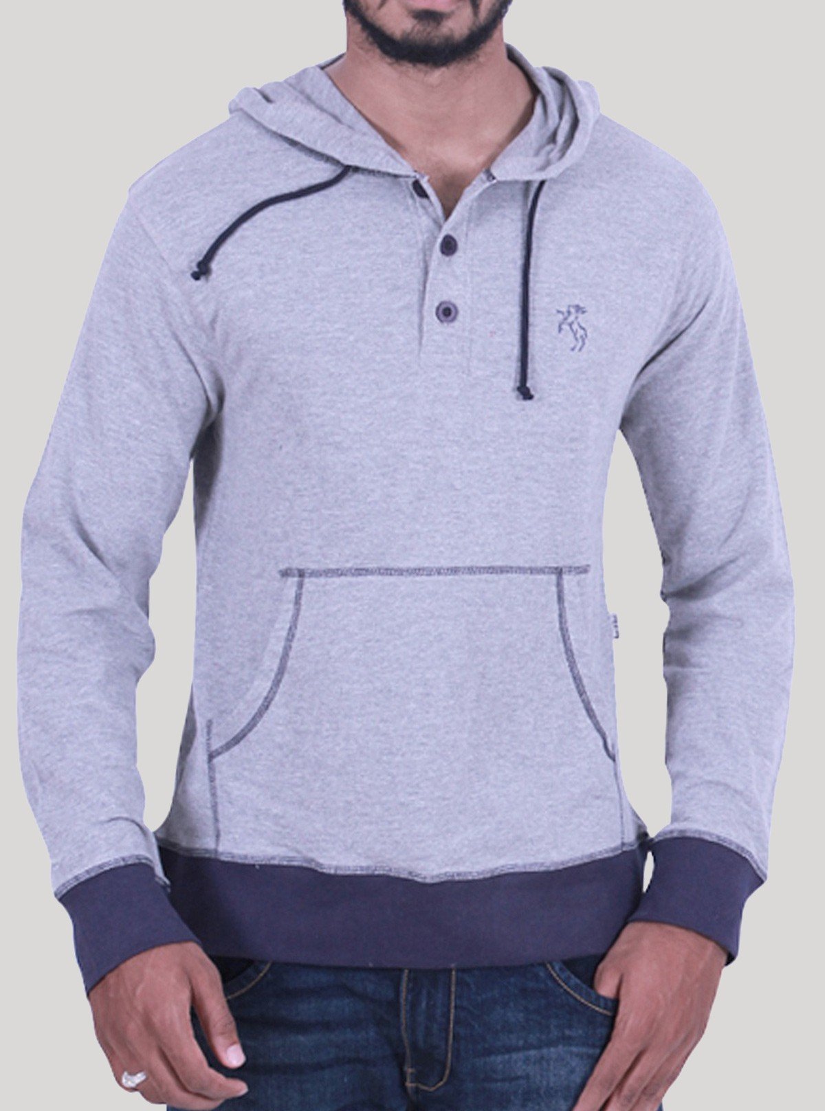 White Melange Hooded Sweatshirt for Men – Casual Comfort by Boer and Fitch - Boer and Fitch