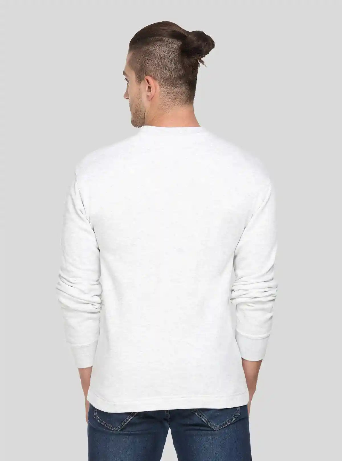 Men’s White Melange Fleece Sweatshirt – Classic Warmth with a Modern Edge | Buy Online at  Boer and Fitch