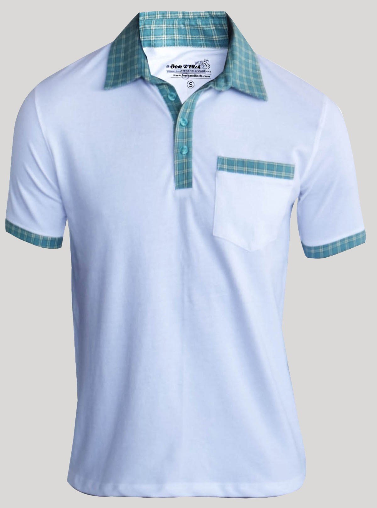 White Mint Collar Polo T-Shirt for Men – Stylish Casual by Boer and Fitch - Boer and Fitch