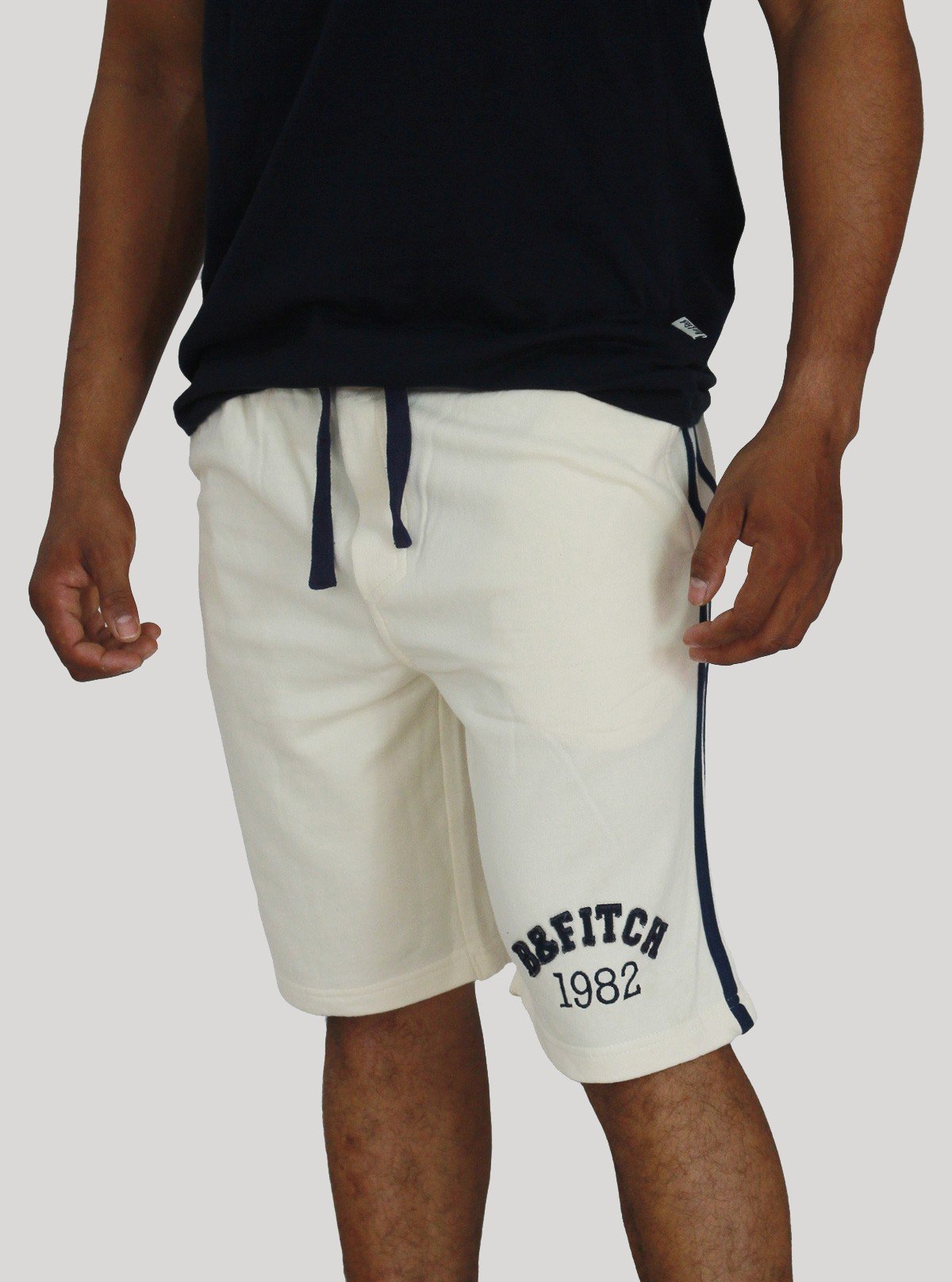 White Piping Fleece Shorts for Men – Casual Comfort Shorts by Boer and Fitch - Boer and Fitch