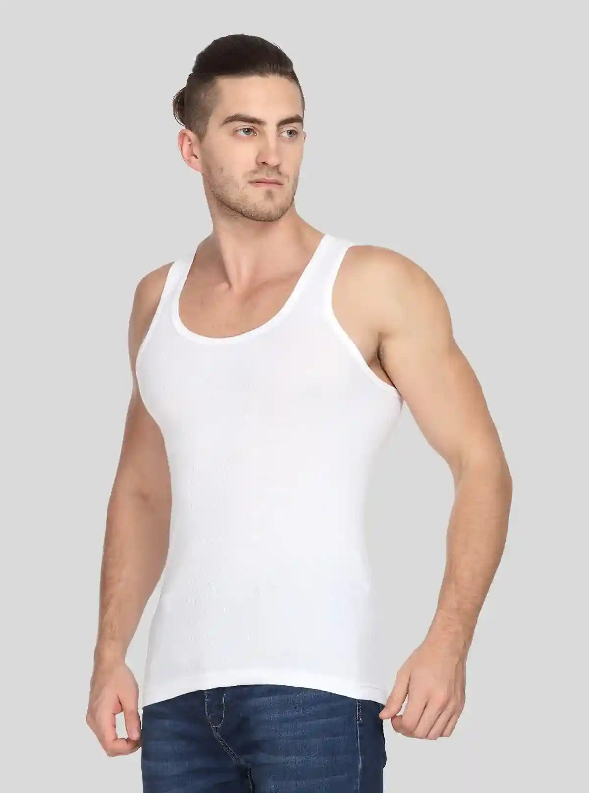Men’s White Cotton U Neck Vest – Soft, Stretchable Innerwear | Buy Online at  Boer and Fitch