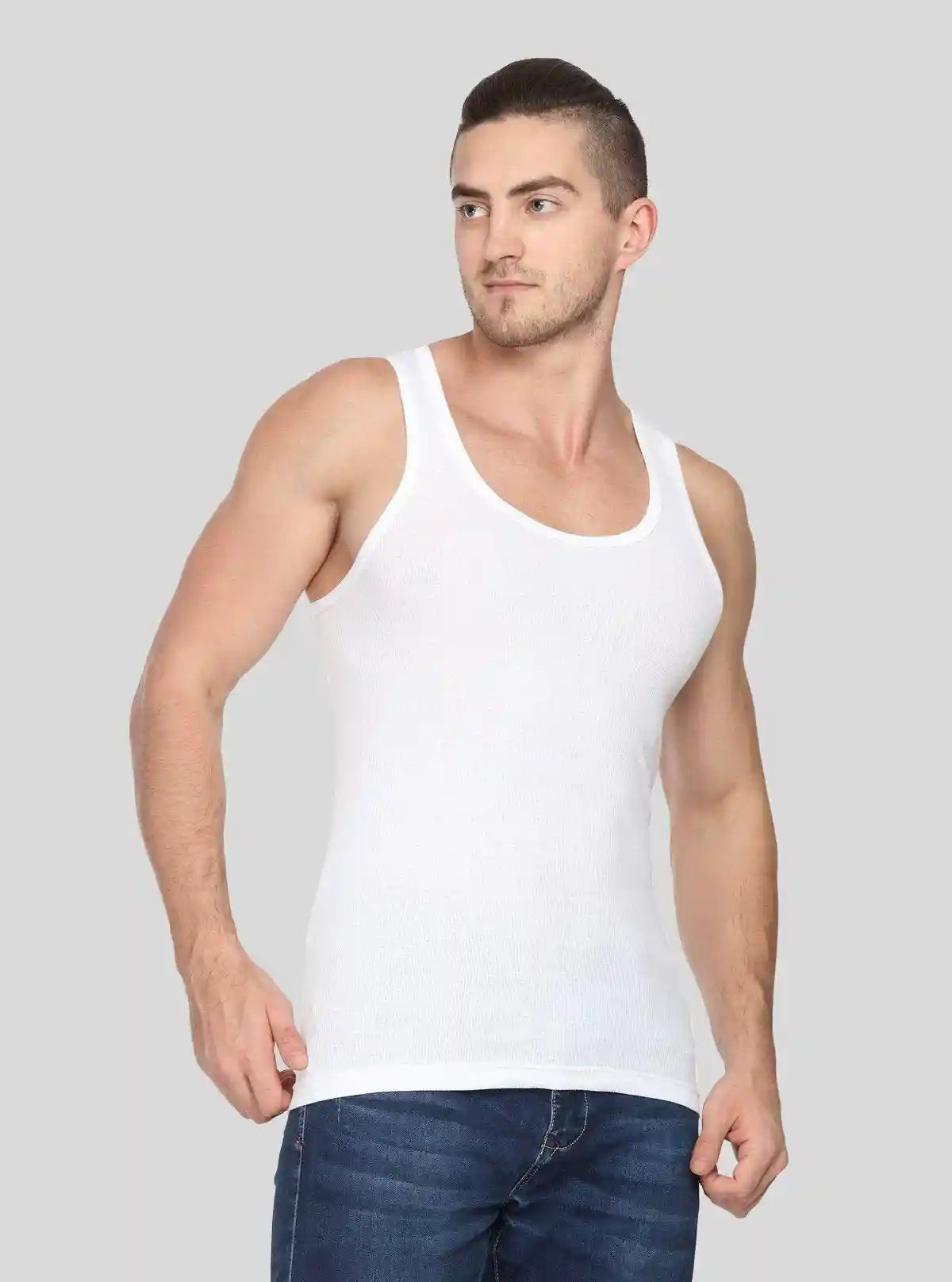 Men’s White Cotton U Neck Vest – Soft, Stretchable Innerwear | Buy Online at  Boer and Fitch
