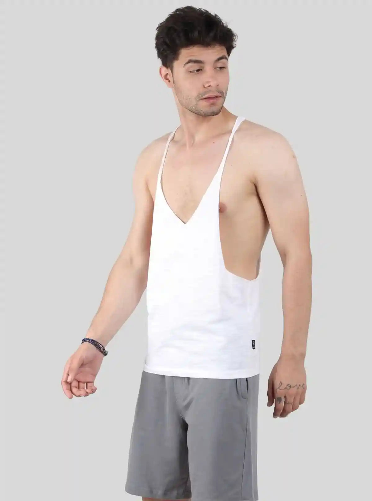 Men’s White Raw Edge Racer Back – Bold & Comfortable | Boer & Fitch | Buy Online at  Boer and Fitch