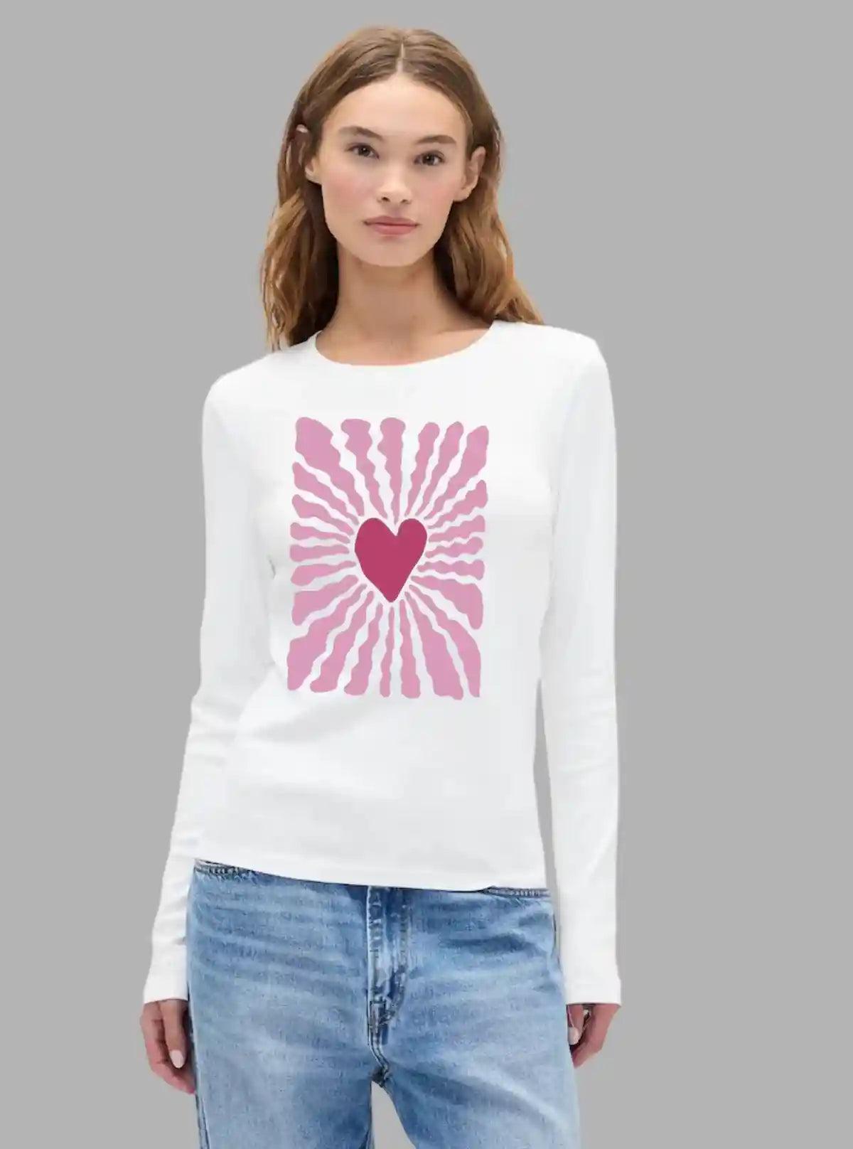 Women's White Crew Neck Holiday Print Long Sleeve Cotton Jersey T-Shirt by Boer and Fitch | Buy Online at  Boer and Fitch