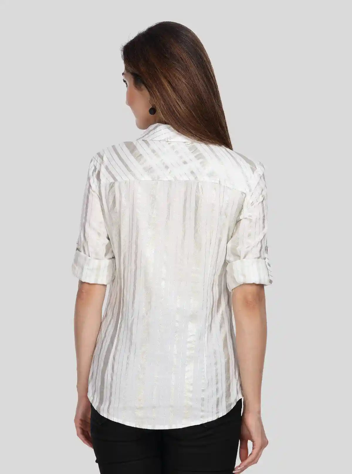 Women’s White & Gold Vertical Stripe Long Sleeve Shirt – Boer and Fitch | Buy Online at  Boer and Fitch