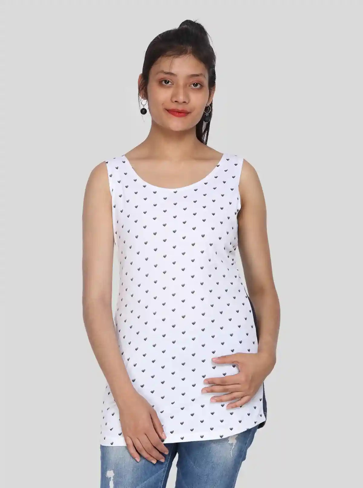 Women’s White Heart Printed Sleeveless Top – Boer and Fitch | Buy Online at  Boer and Fitch