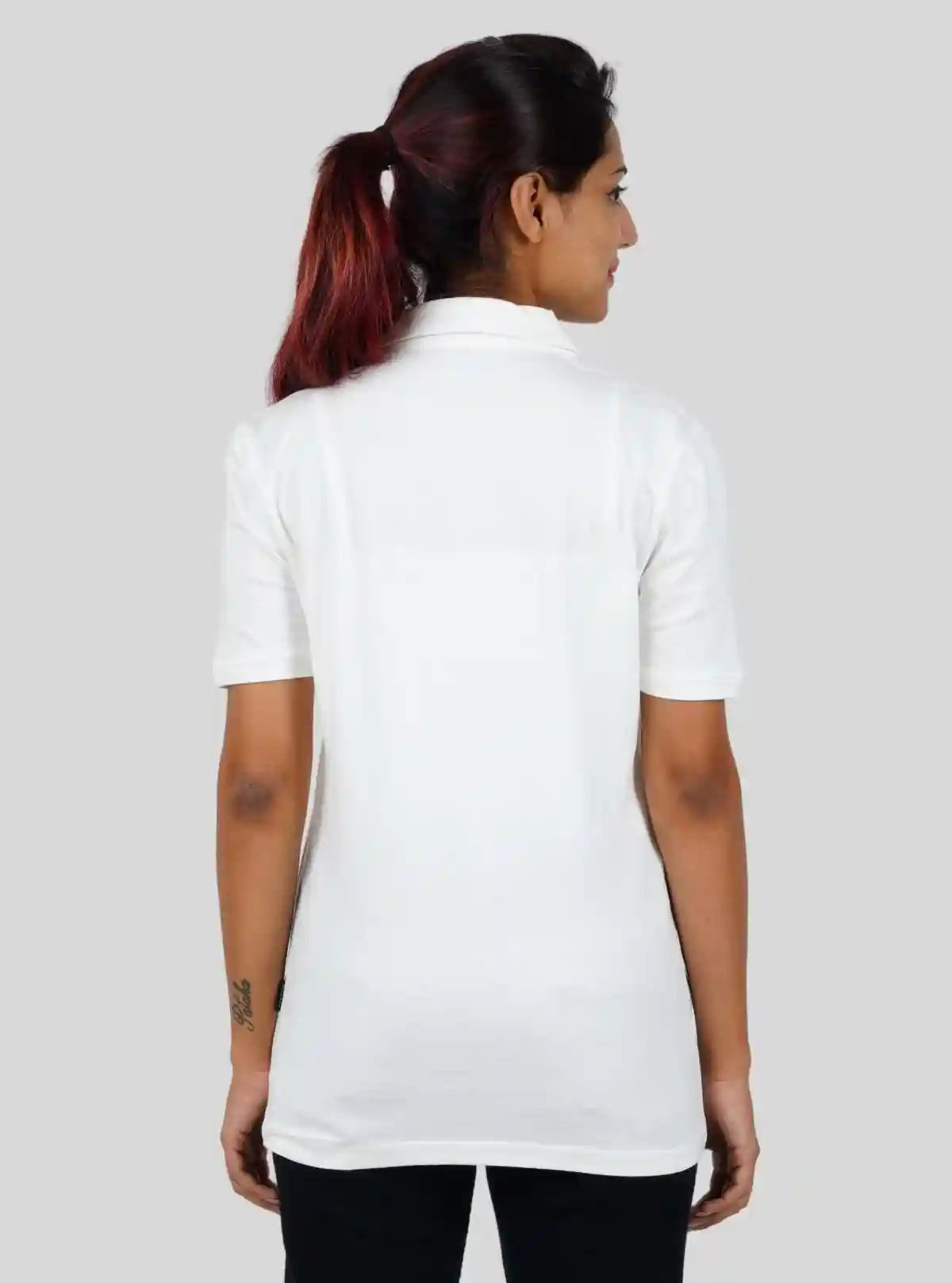 Women’s White Polo Collar Cotton Elastane Short Sleeve Top | Boer & Fitch | Buy Online at  Boer and Fitch