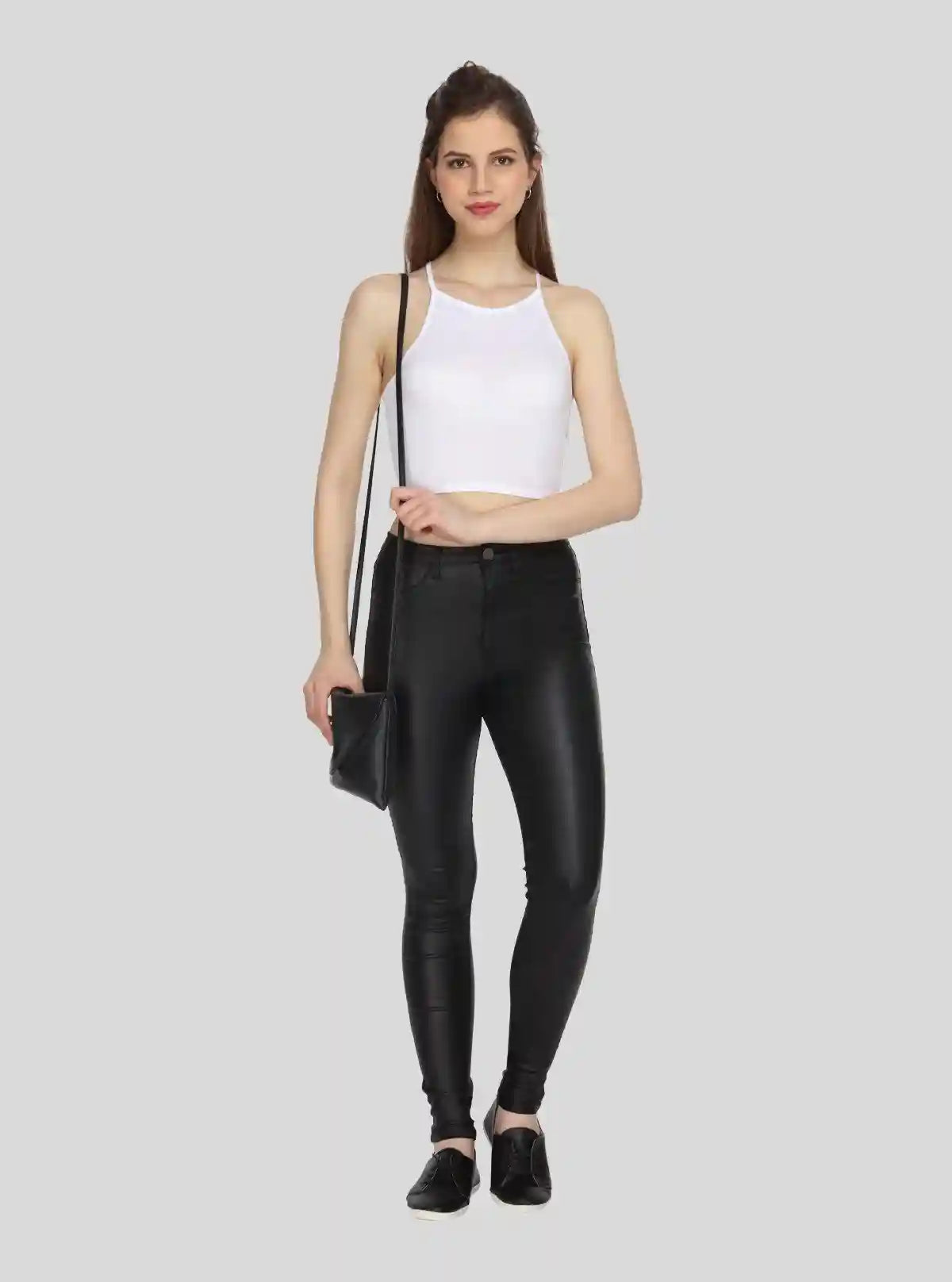Women's White Racer Neck Cotton Jersey Crop Top | Buy Online at  Boer and Fitch