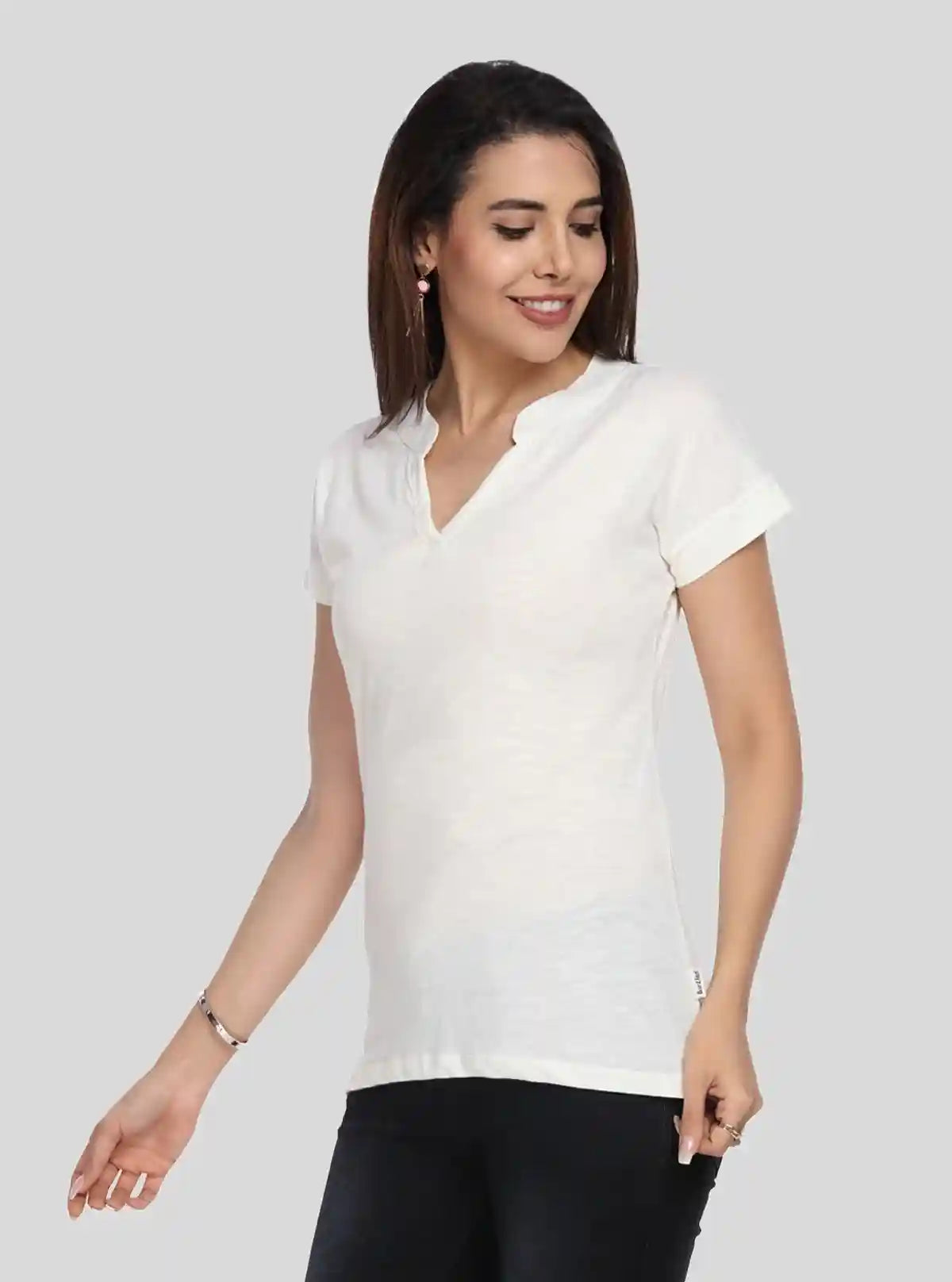 Women’s White Self-Collared Short Sleeve Cotton Elastane Top | Boer & Fitch | Buy Online at  Boer and Fitch