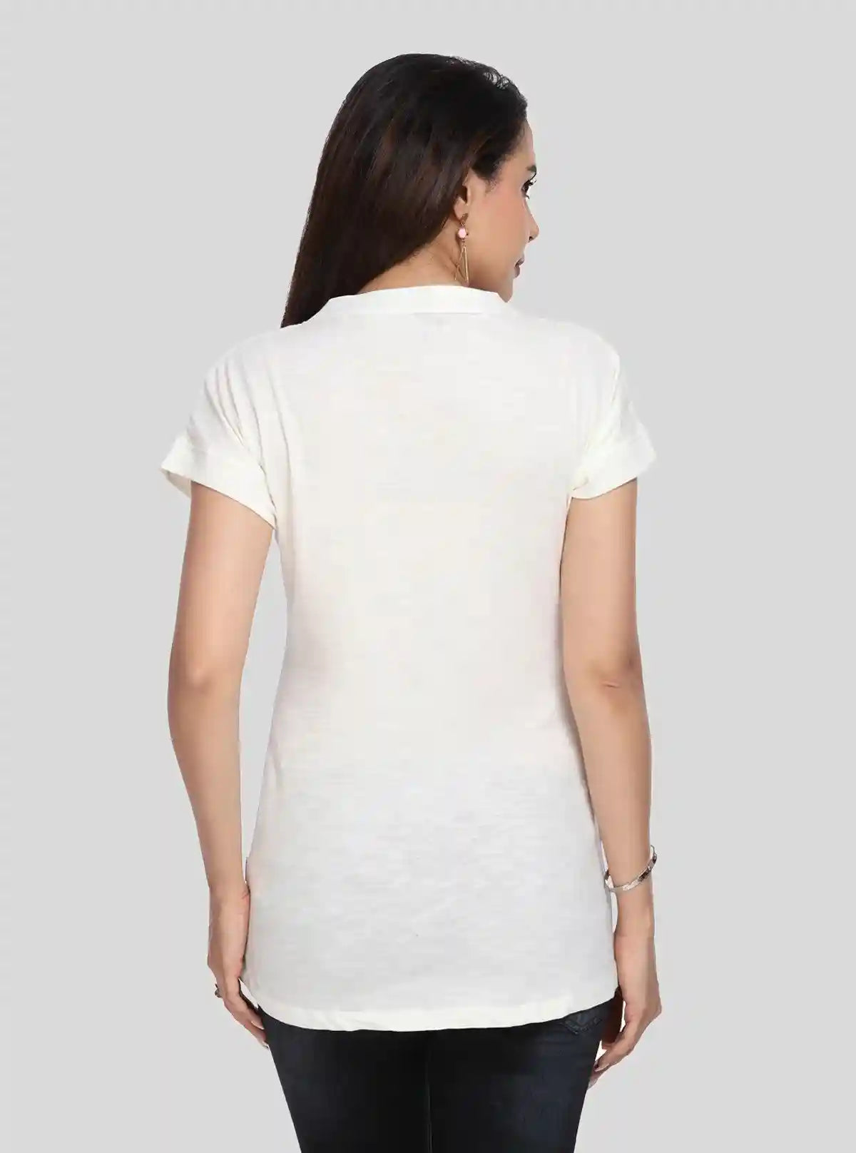 Women’s White Self-Collared Short Sleeve Cotton Elastane Top | Boer & Fitch | Buy Online at  Boer and Fitch