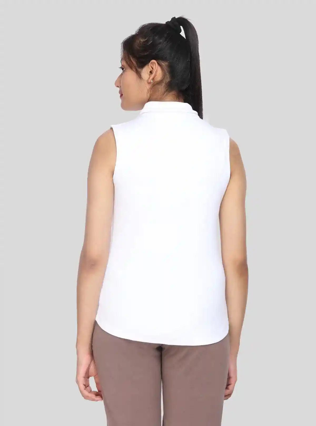Women’s White Sleeveless Cotton Ribbed Turtle Neck Top | Buy Online at  Boer and Fitch