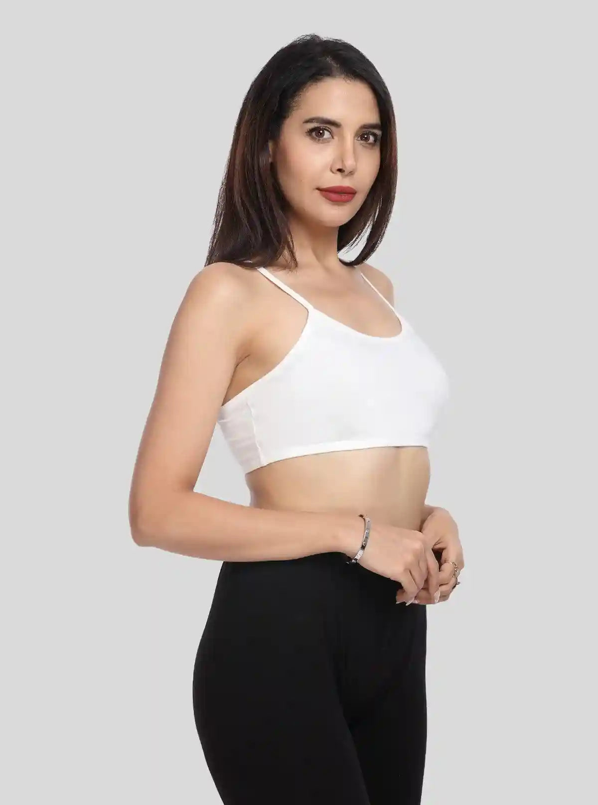 Women’s White Sports Bra with Straps – Cotton Elastane Jersey Comfort Fit | Buy Online at  Boer and Fitch