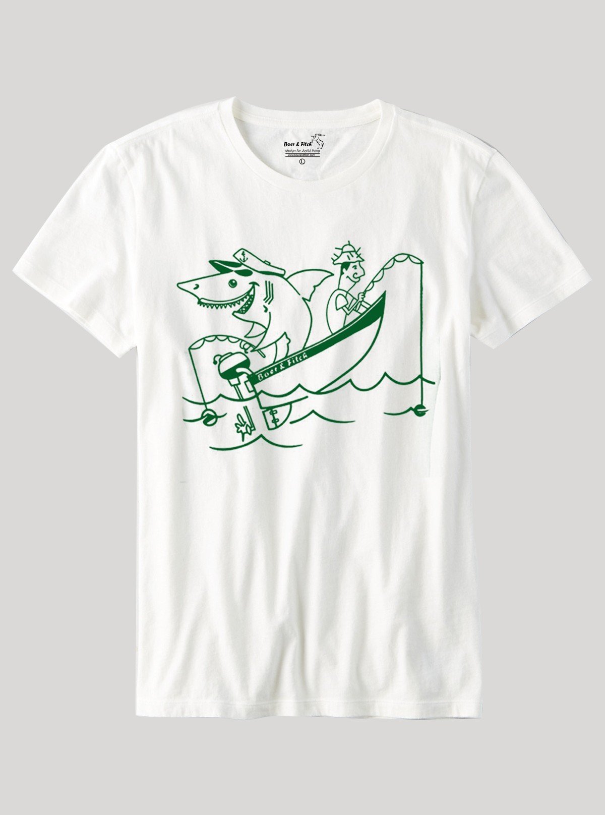 White Shark Print T-Shirt for Men – Trendy Streetwear by Boer and Fitch - Boer and Fitch