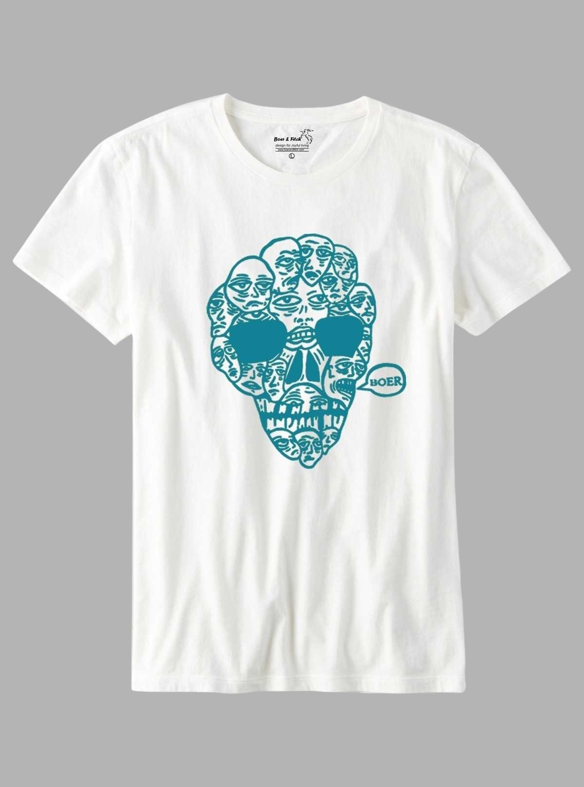White Skull Print Crew Neck T-Shirt for Men – Boer and Fitch - Boer and Fitch