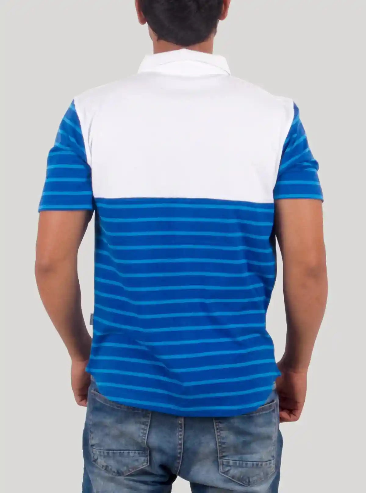 White & Royal Blue Striped Polo T-Shirt for Men – Boer and Fitch | Buy Online at  Boer and Fitch