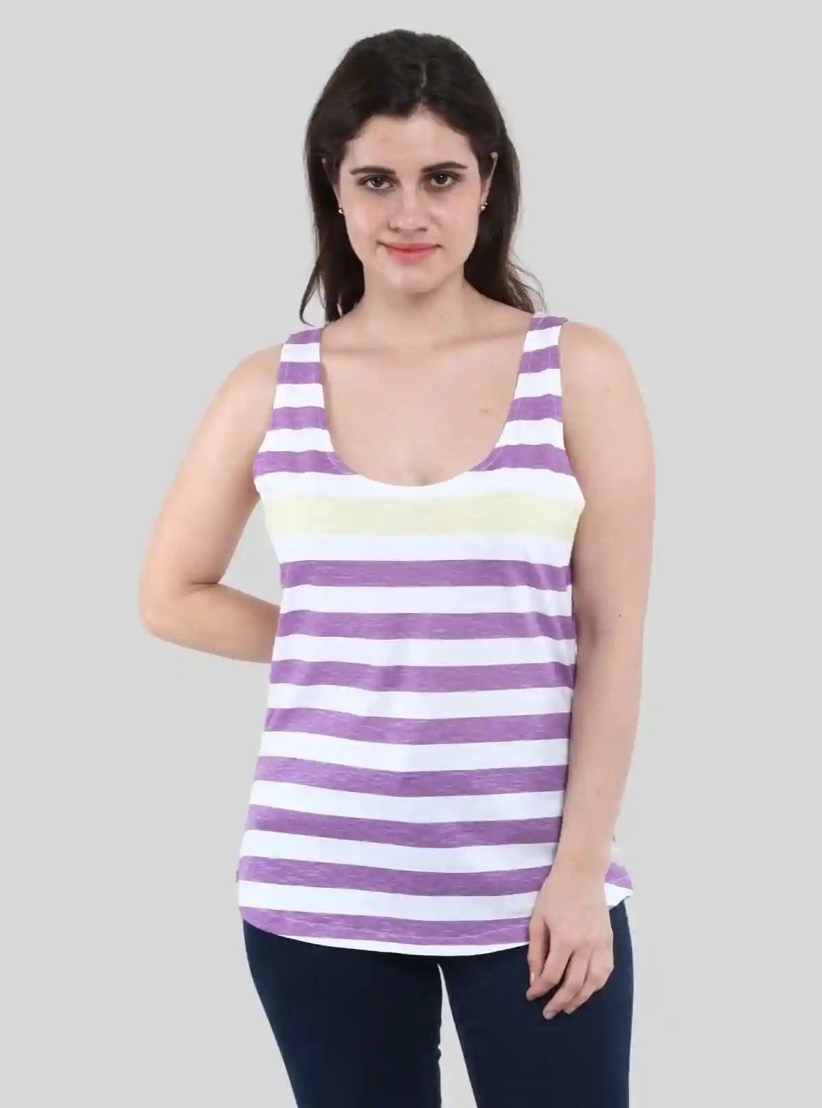 Women’s Purple Striped Sleeveless Top – Stylish Cotton Jersey by Boer and Fitch | Buy Online at  Boer and Fitch