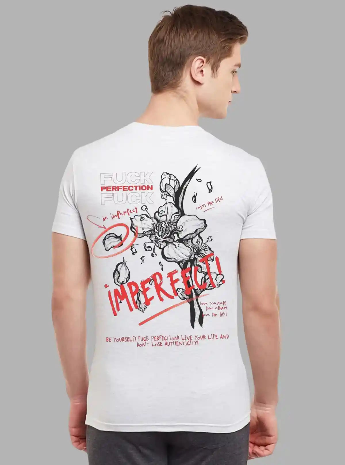 Men’s Grey Melange V-Neck Printed T-Shirt – Casual Comfort Meets Style