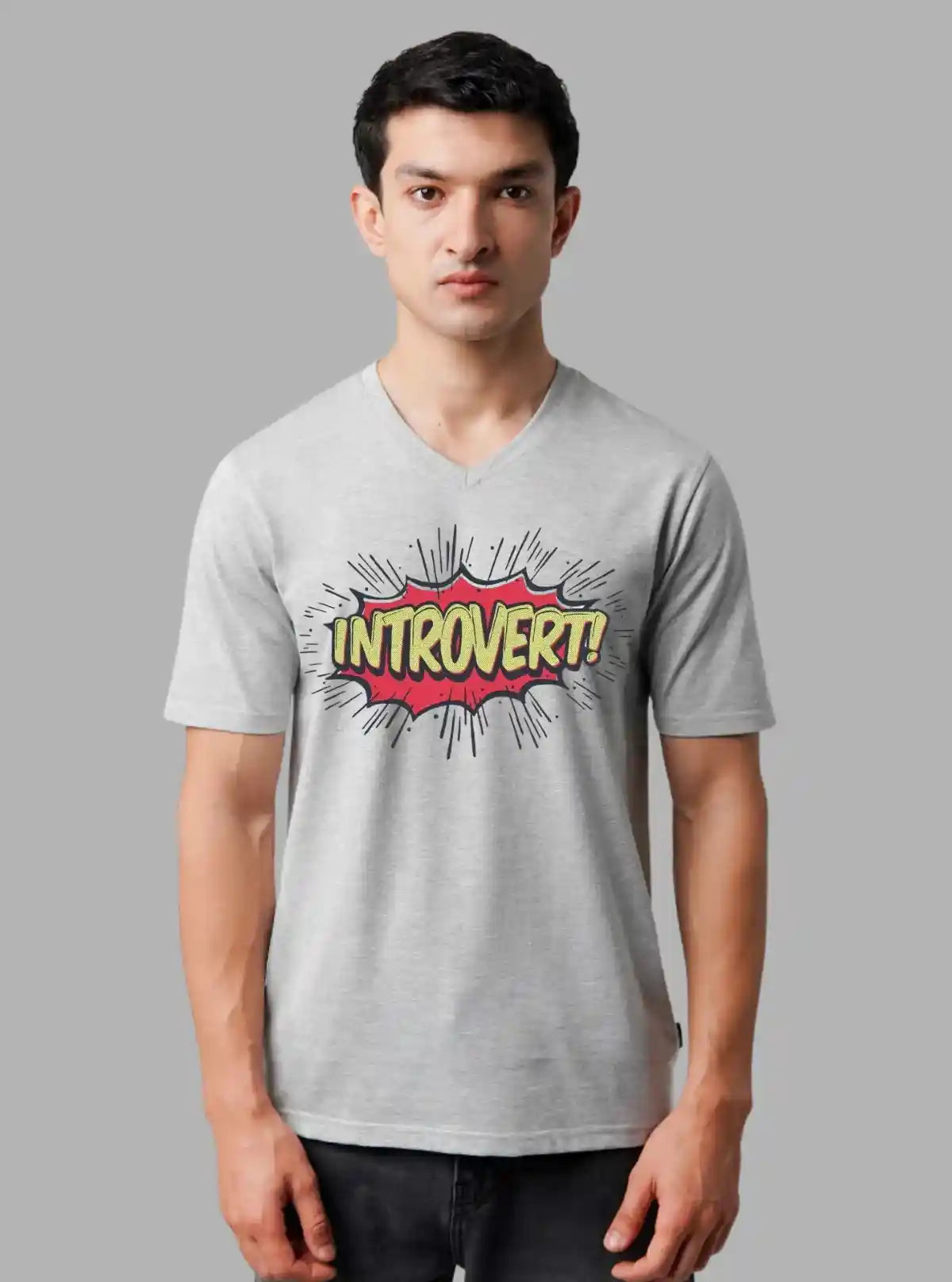 Men’s Grey Melange Printed T-Shirt – Urban Style with Everyday Comfort