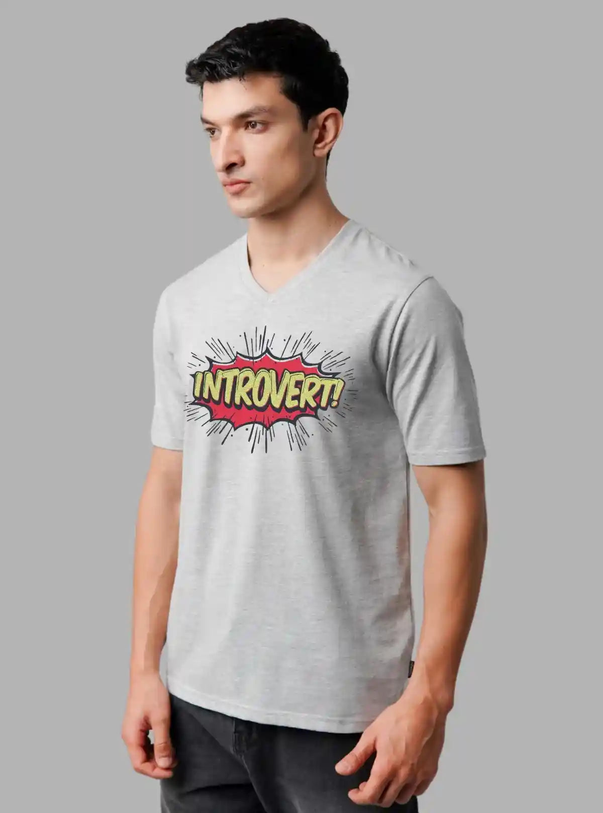 Men’s Grey Melange Printed T-Shirt – Urban Style with Everyday Comfort